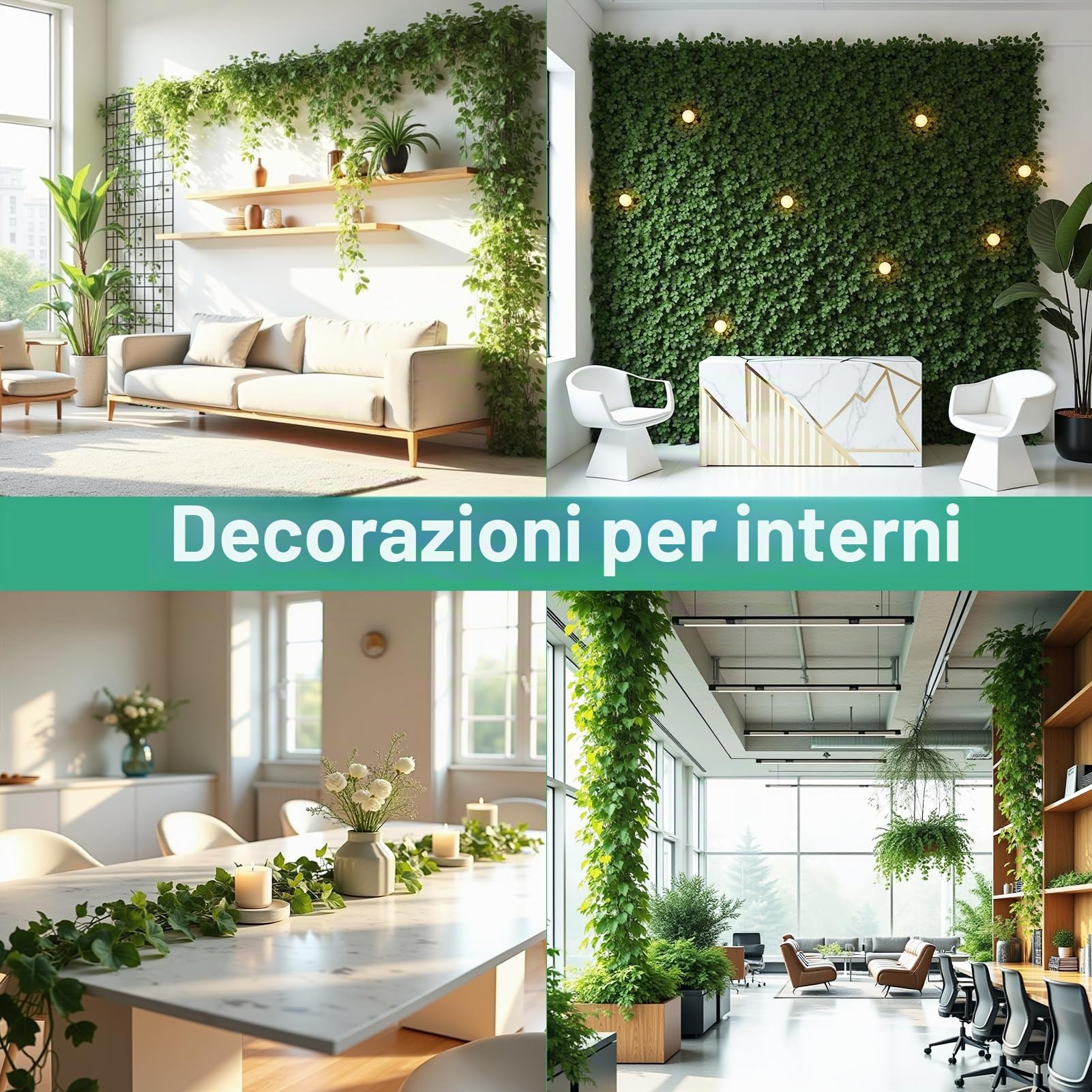 DazSpirit Pianta Artificiale Edera 48 Pezzi Edera Finta, Pianta Artificiale Rampicante Ghirlanda Esterne per Casa, Giardino, Cucina, Festa di Matrimonio e la Decorazione della Parete di Giardino
