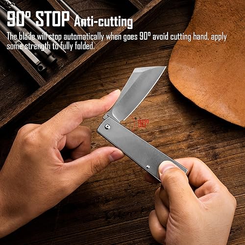 Miniatura 3 de KeyUnity KK03M Cuchillo plegable pequeño cuchillo de hoja fija, cuchillo de bolsillo EDC de acero inoxidable para hombres y mujeres