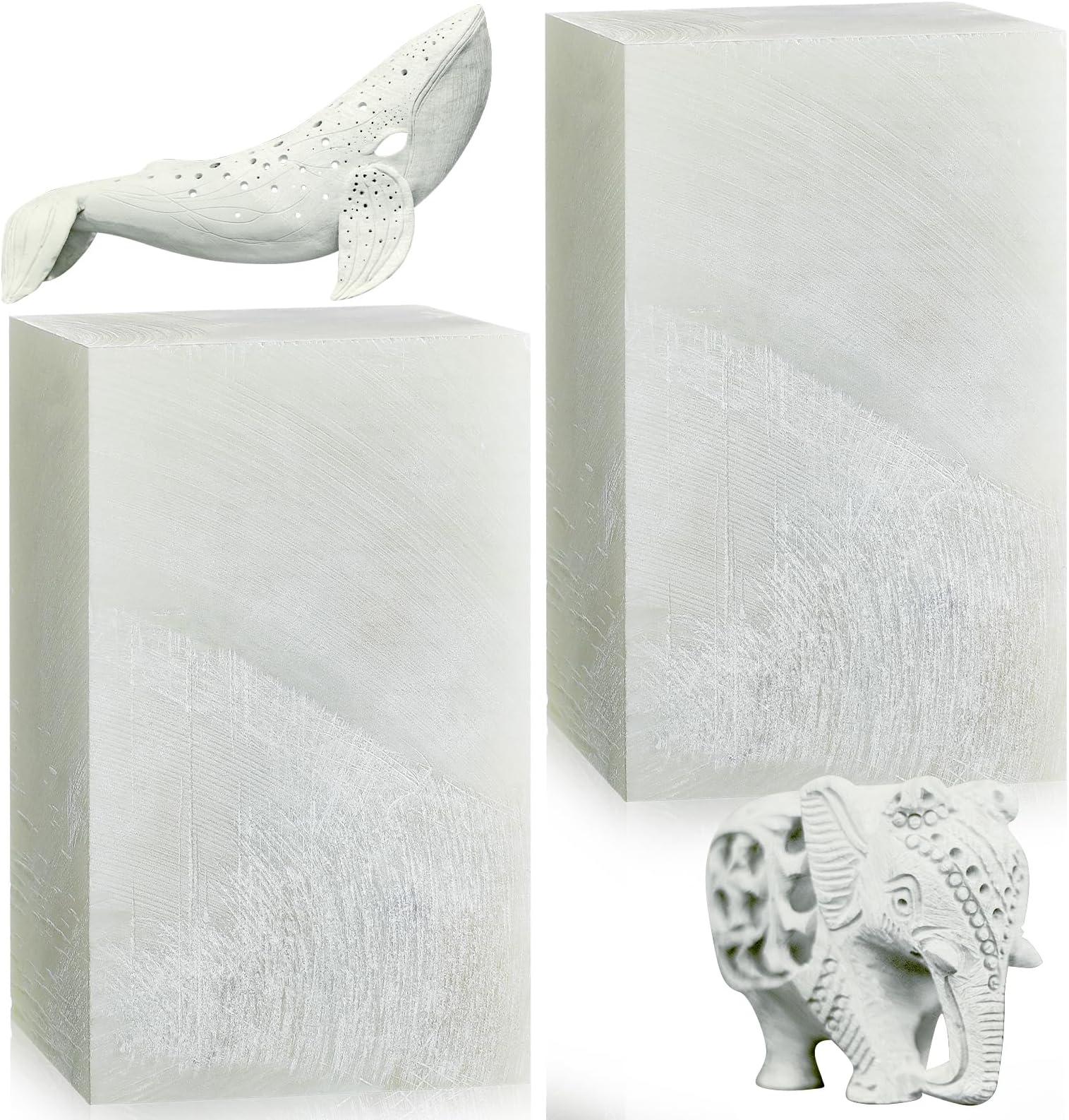 Sasylvia 2 Pcs Soapstone for Carving Block, 5 x 3 x 3 Inch, Soapstone Sculpture Carving DIY Arts Crafts for Block Seal Engraving Kit Adults