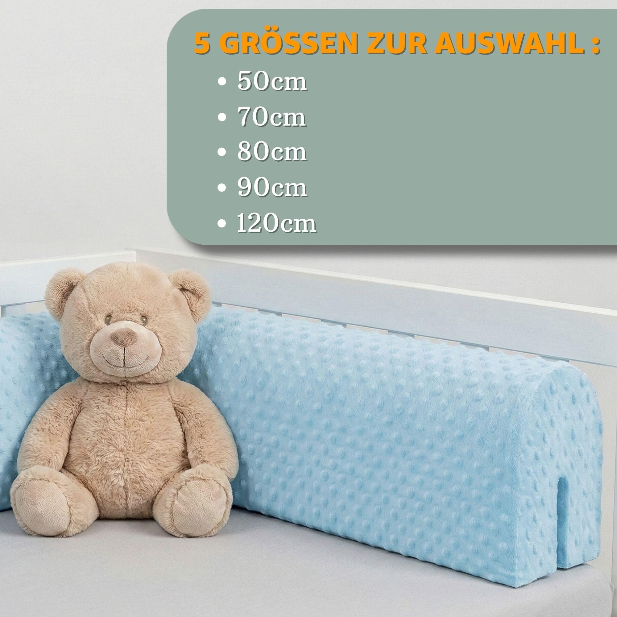 Totsy Baby Paracolpi lettino neonato antisoffoco 120 cm - Protezione schiuma per lettino fasciatoio e culla per i bordi del letto o della culla per bambini da 1 a 3 anni Beige chiaro