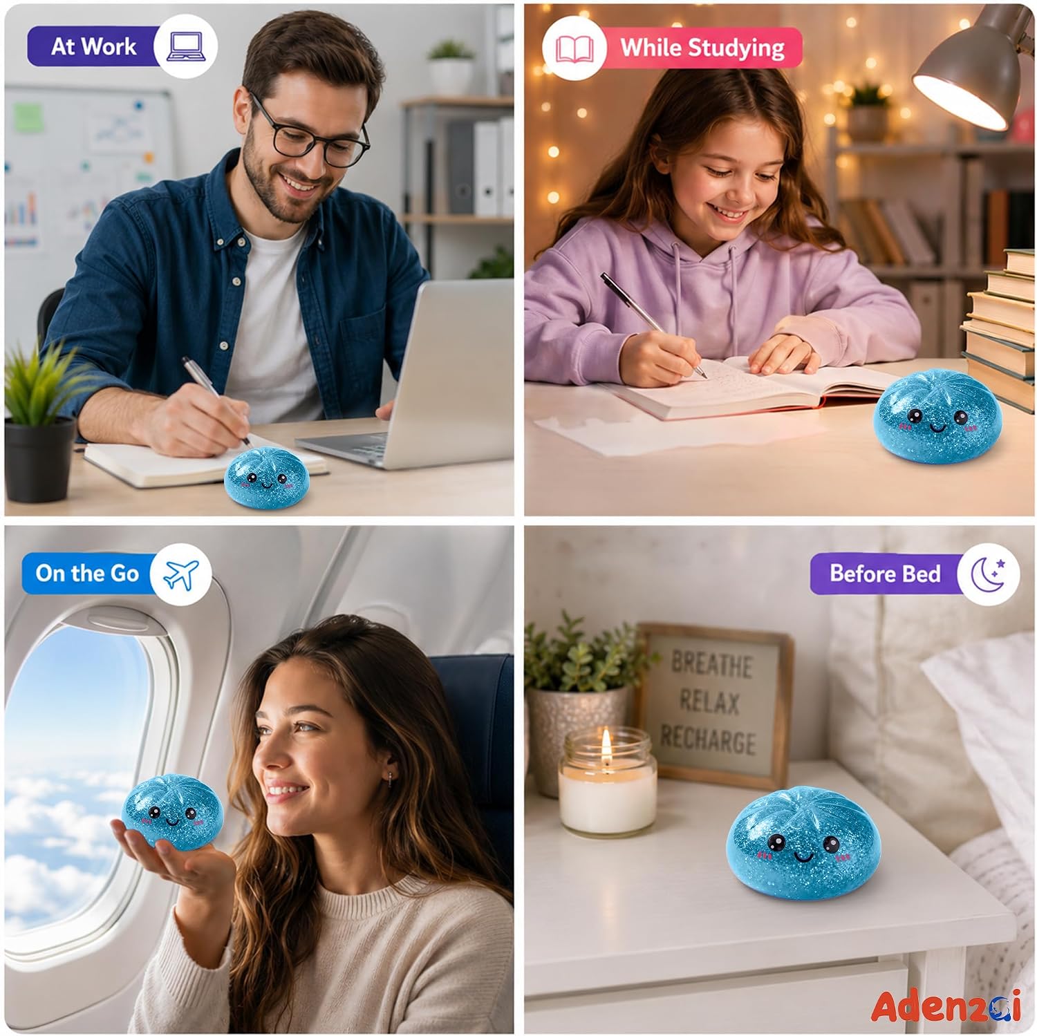 Dumpling Squishy Stress Toy, Cute Soft Sensory Fidget Squeeze Ball, Slow Rising, Desk Toy, Party Favor Gift for Kids and Adults (8732-2D)