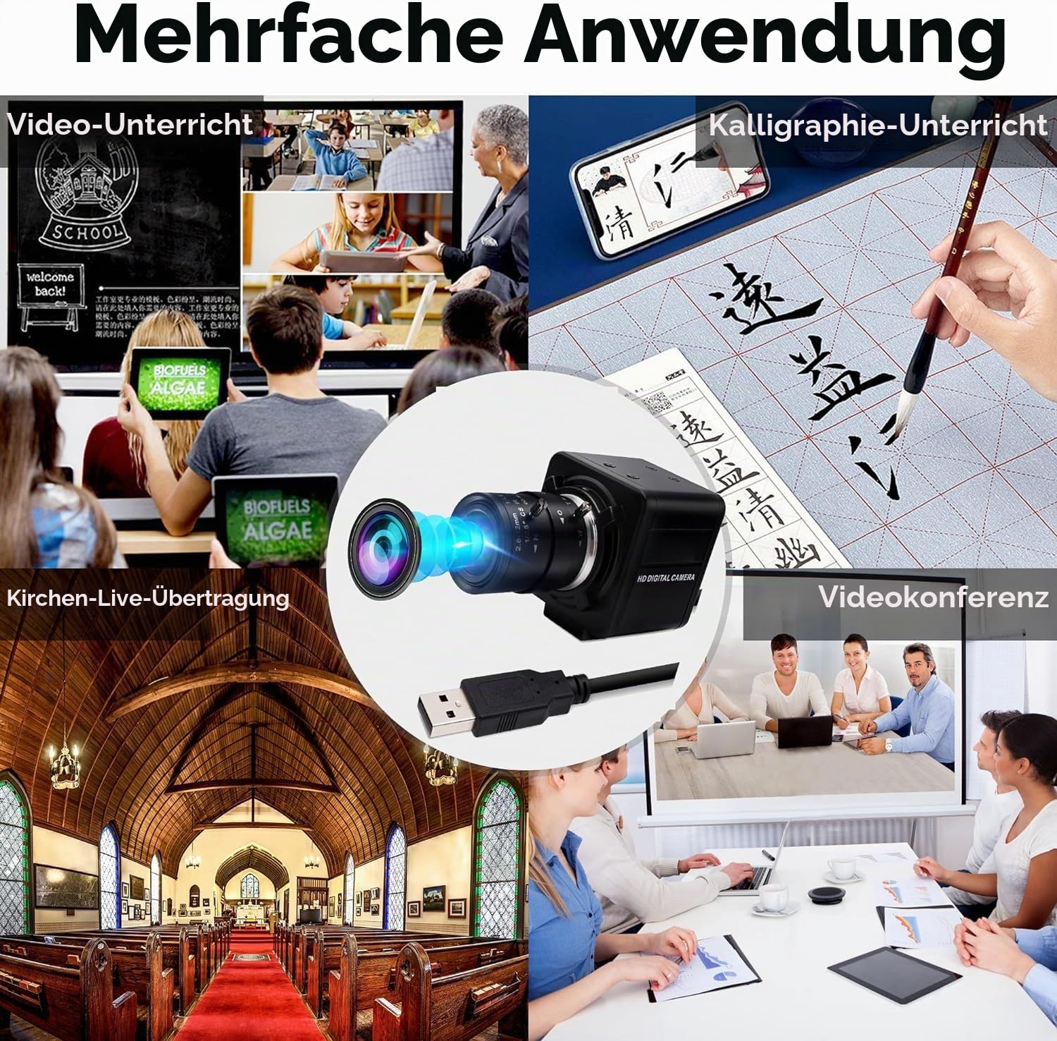 Svpro USB-Kamera 1080P 60pfs Hochgeschwindigkeitskamera 720P 120fps/360P 260pfs PC-Kamera mit 5-50mm manuellem Objektiv, 10X optischer Zoom Nahaufnahmekamera UVC Computer-Konferenz Golfschwungkamera