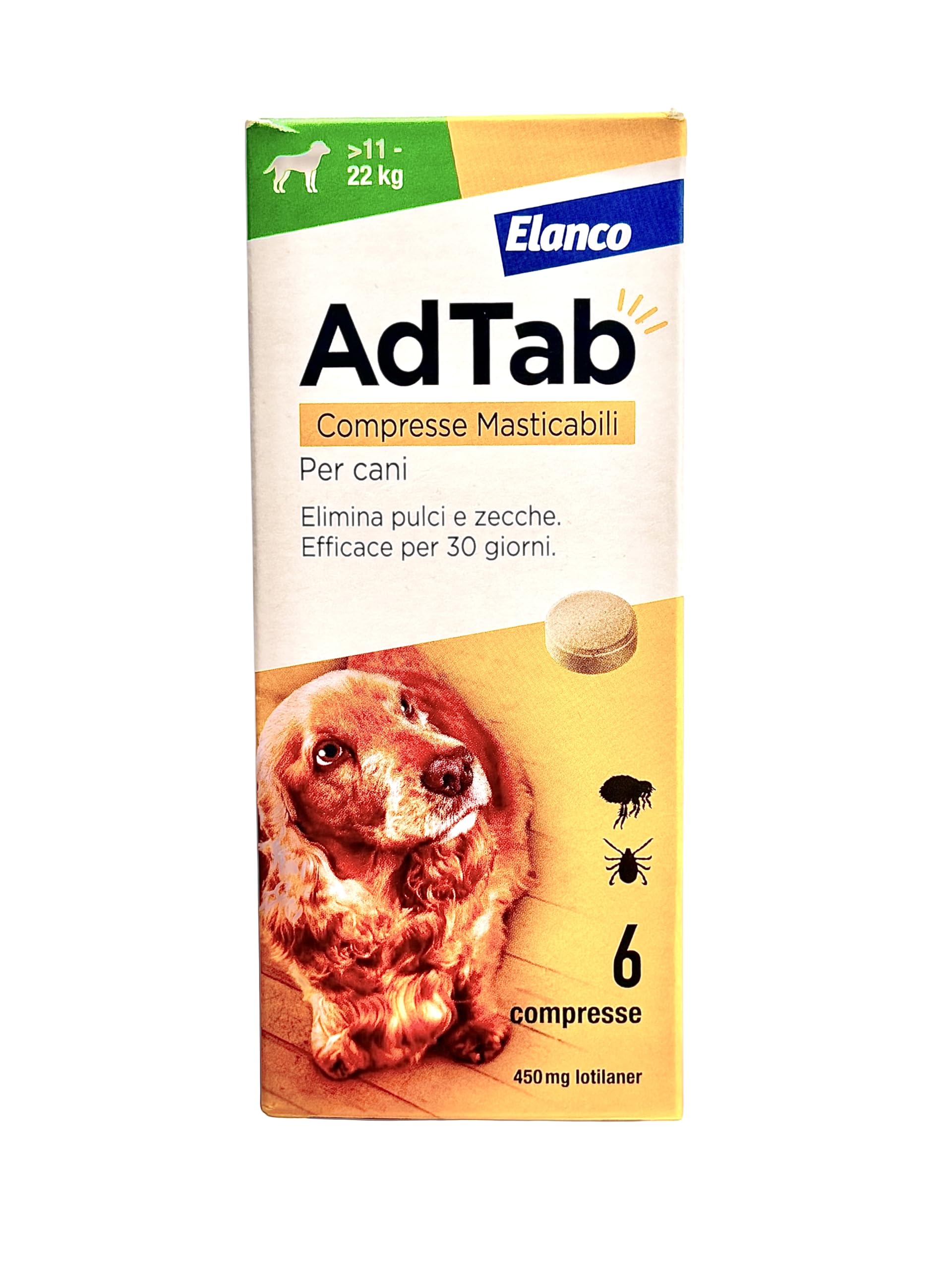 AdTab Compresse Masticabili per Cani >11-22 kg - 6 Compresse