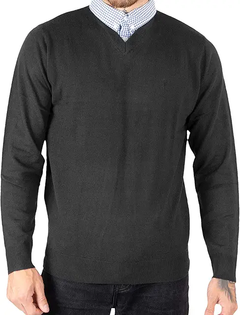 Stickad tröja krage: Herr Faux Krage Långärmad Genser i Kol