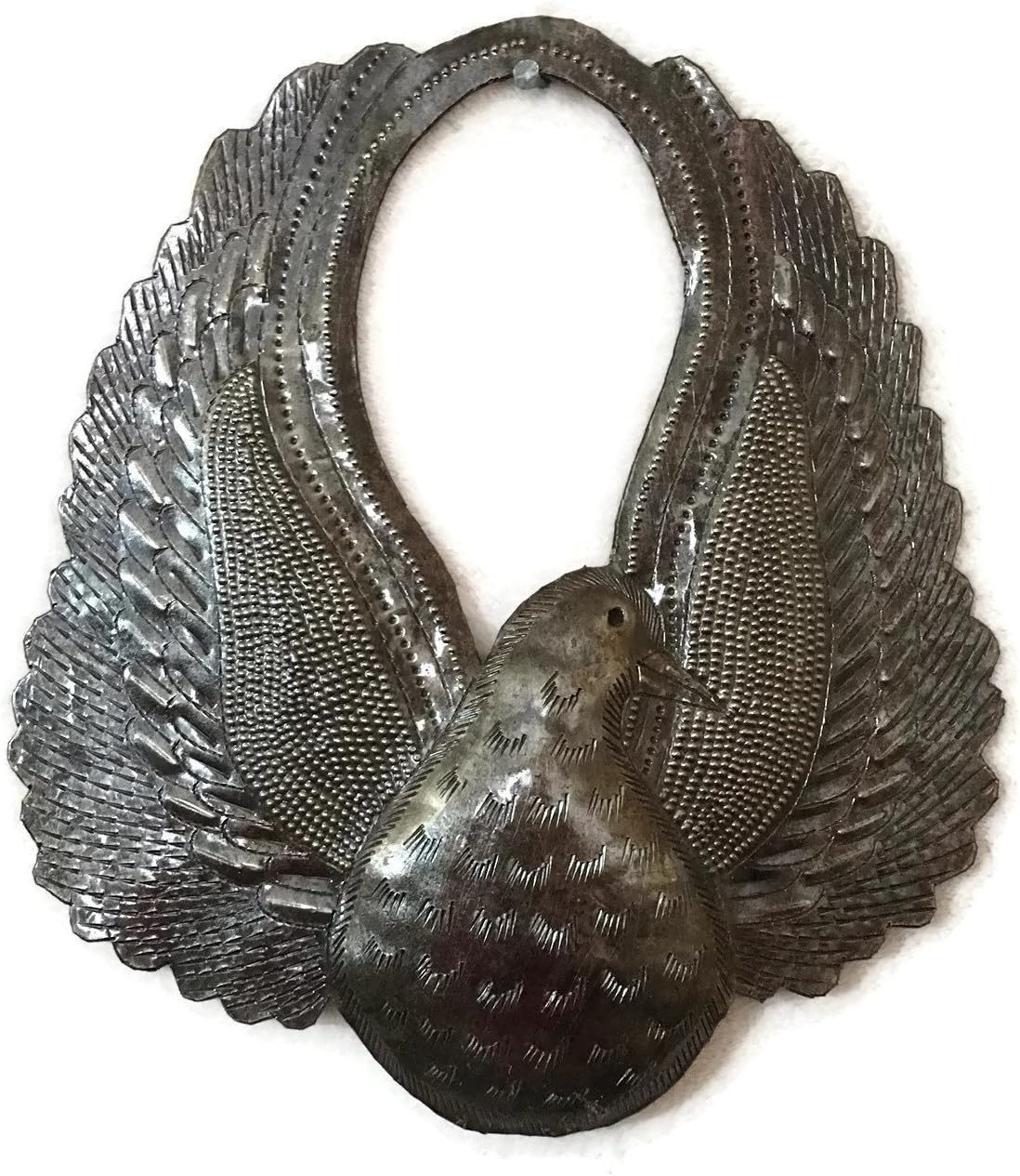 Dove of Peace, Love Birds, Metal Dove Wall Decor, Holy Spirit Dove, Handmade from Recycled Steel Barrels 8.5 x 9 Inches