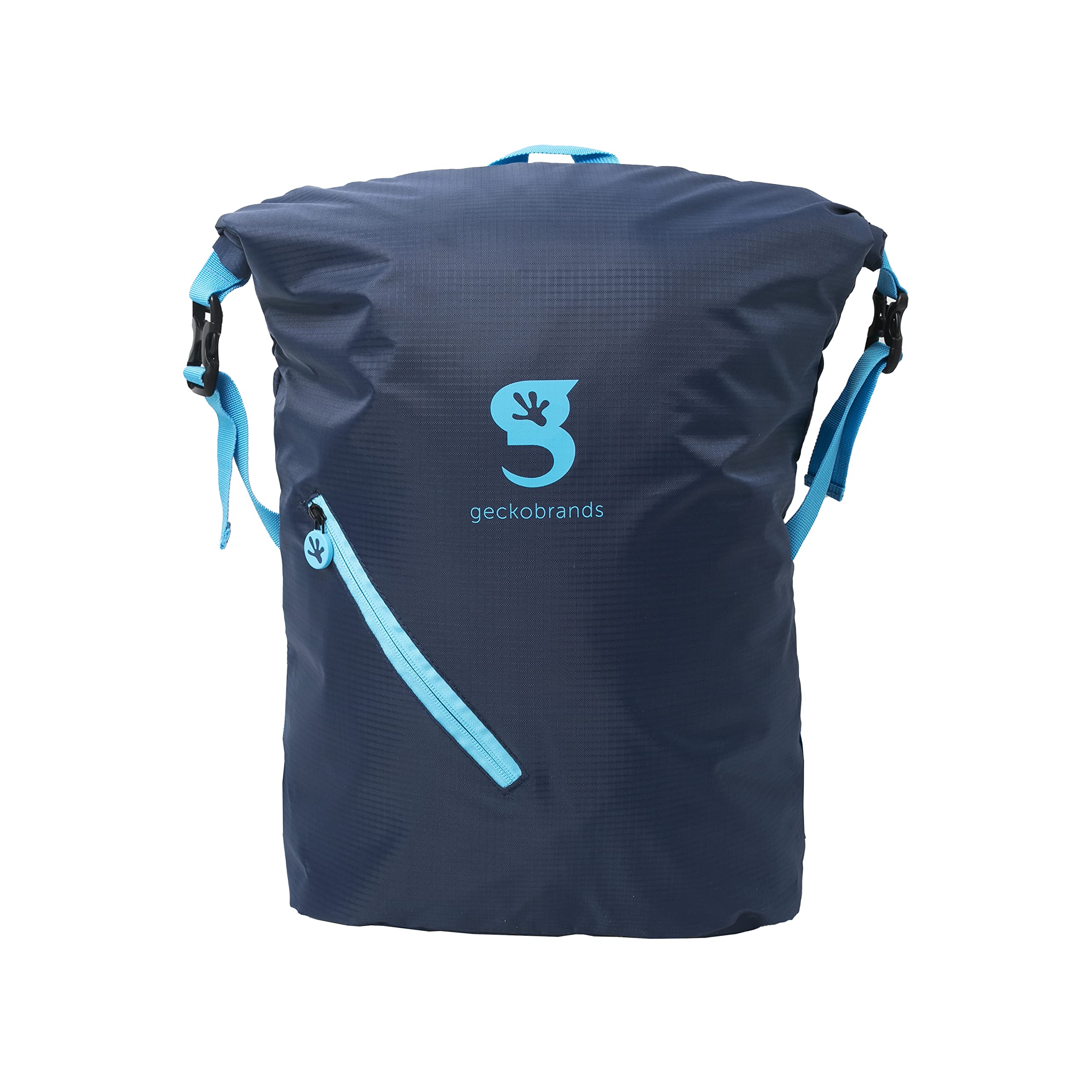 geckobrands Hybrid Lightweight Backpack - Gym, Hiking, and Travel Bag with Front Zipper Pocket, Durable and Versatile (Navy/Blue)