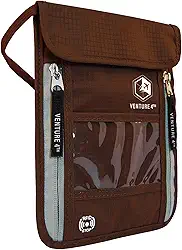 Carteira de pescoço de viagem com bloqueio RFID – Bolsa de pescoço para passaporte para homens e mulheres para manter documentos seguros