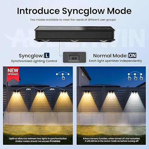 Miniatura 3 de Luces solares para valla, luces solares de pared de 1200 mAh para exteriores, impermeables, IP65, LED para patio trasero, patio, porche delantero,