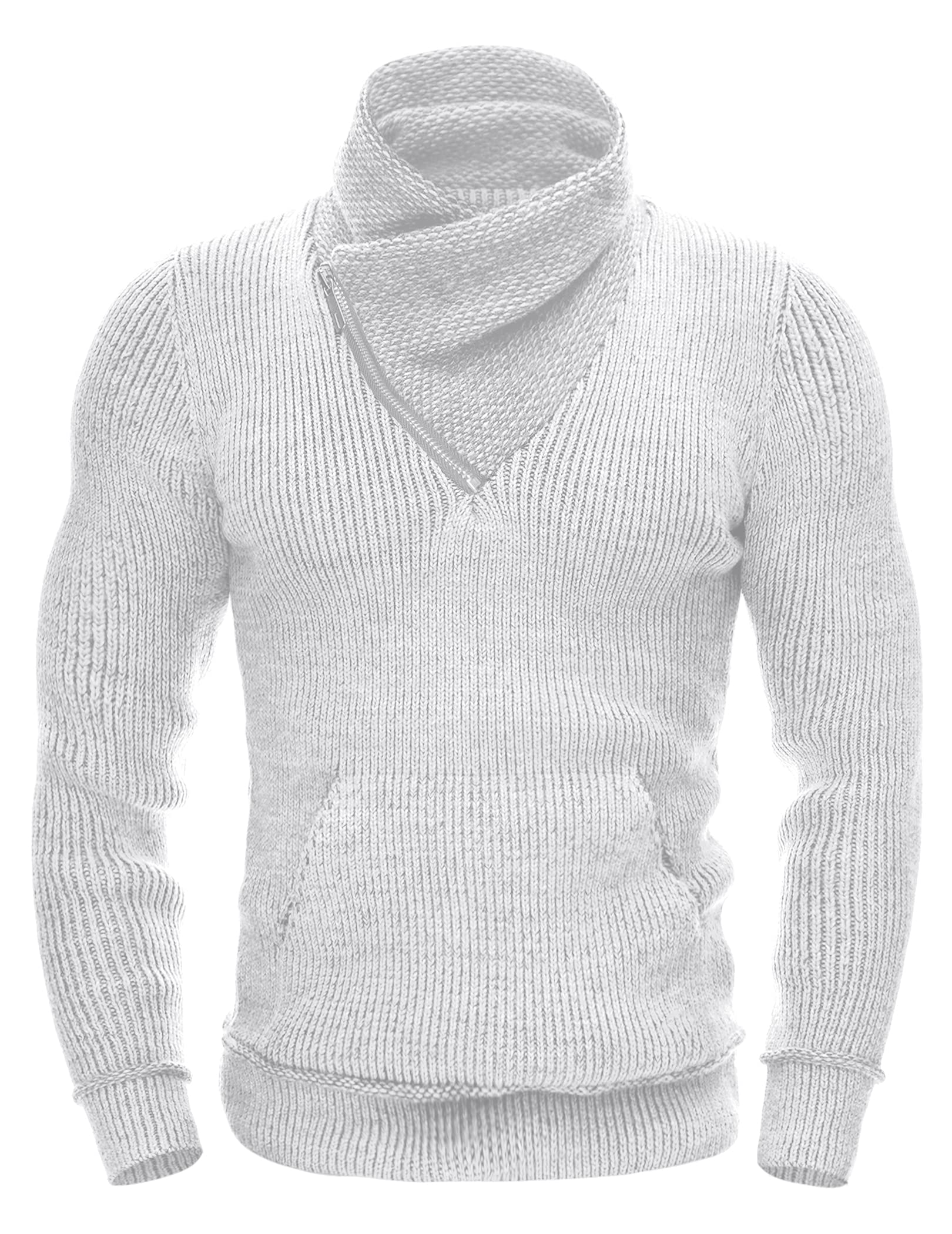 COOFANDY Maglioni da uomo a collo alto, a collo alto, con tasche, 1- Bianco., XX-Large
