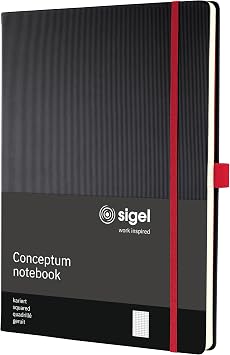 SIGEL CO660 Premium Notebook squaRed, A4, hardcover, Black, Red - Conceptum
