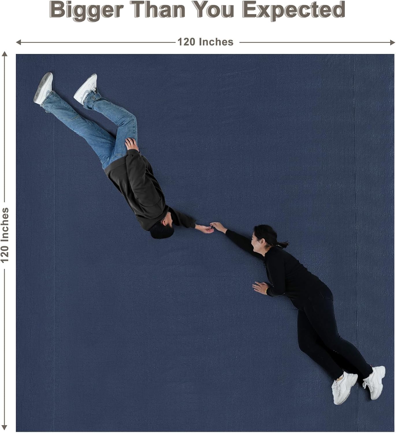 PHF Pre-Washed Cotton Waffle Weave Family Blanket,Oversized King Size 120"x 120"-Snag Proof Lightweight Breathable, 10'x 10' Huge Extra Large Big-Elegant Aesthetic Home Decoration Gift,Dark Navy - Image 8