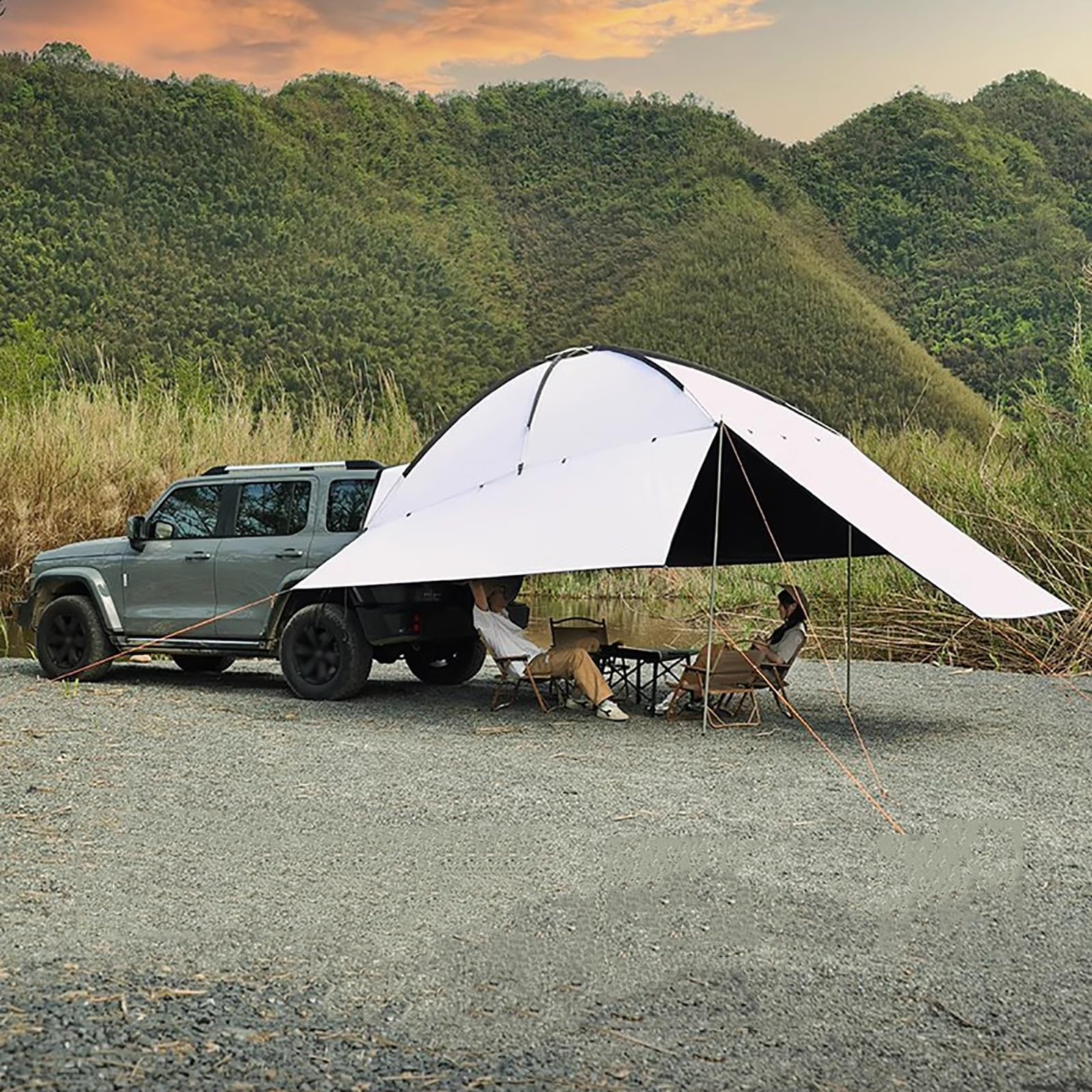 Tendalino Auto Tendalino Camper Tenda Auto, Tessuto in Poliestere 190T, Impermeabile e Anti-Sole PU 2000mm UPF50+, per Campeggio, All'aperto