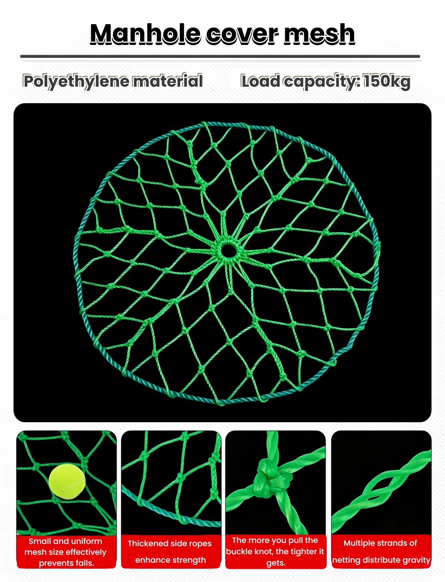 Rete Protezione Pozzetti, Rete Anticaduta per Pozzi Esterni | Rete flessibile; 8 ganci inclusi; per pozzi e giardini; struttura rinforzata; facile installazione(Dia-78 cm)