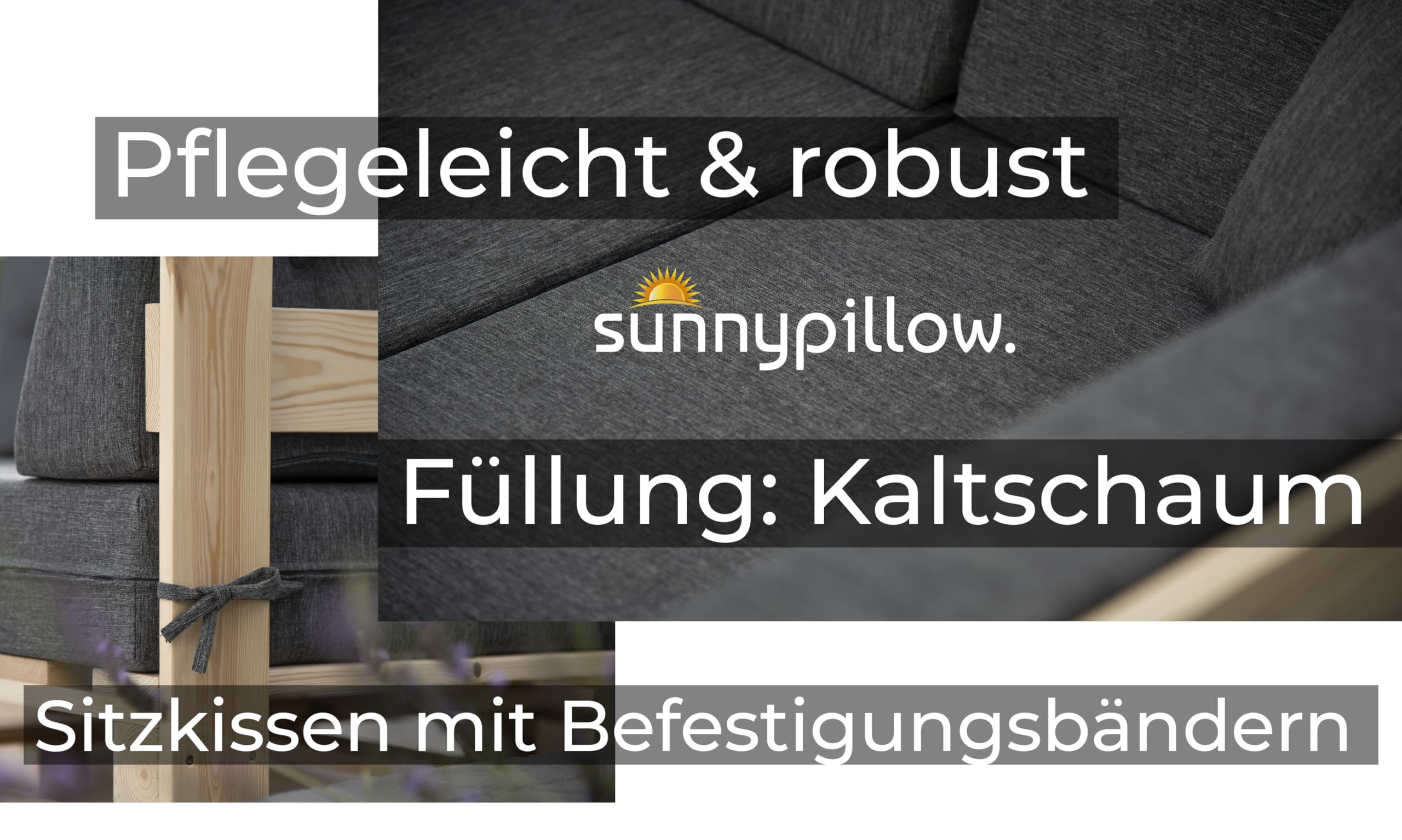 sunnypillow Palettenkissen Outdoor, wasserdicht, UV-lichtecht - 2er Set - Palettenauflage für Palettensofa für Haus, Garten - Palettenpolster für Palettenmöbel - Rückenkissen & Sitzkissen Anthrazit