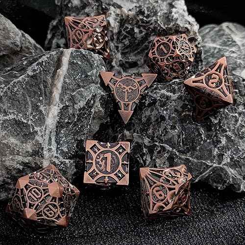 Miniatura 7 de DND - Juego de dados de mazmorras y dragones con caja de regalo y bolsa de dados, dados poliédricos de metal, juego de dados grandes para RPG, MTG,