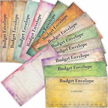 PARTH IMPEX 120 Pack Vintage Budget Envelopes for Cash, Budgeting Tracker Binder, Money Saving Challenge, Great for Money Management, Cash Stuffing and Savings Organizer 3.5" x 7" in 12 Color