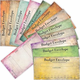 PARTH IMPEX 120 Pack Vintage Budget Envelopes for Cash, Budgeting Tracker Binder, Money Saving Challenge, Great for Money Management, Cash Stuffing and Savings Organizer 3.5" x 7" in 12 Color