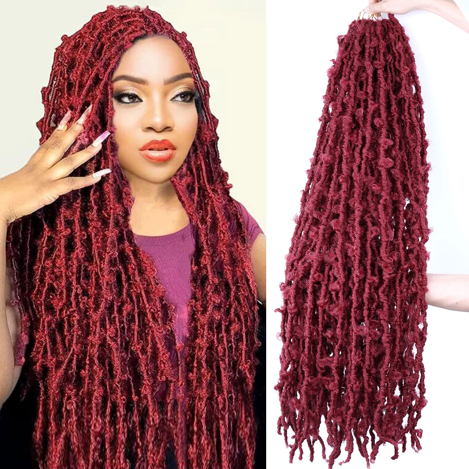 LMZIM 5 Packs 36 Inch Butterfly Crochet Hair for Black Women Faux Locs Pre looped Pre-twisted Braids (36 inch 5 pack, BUG)