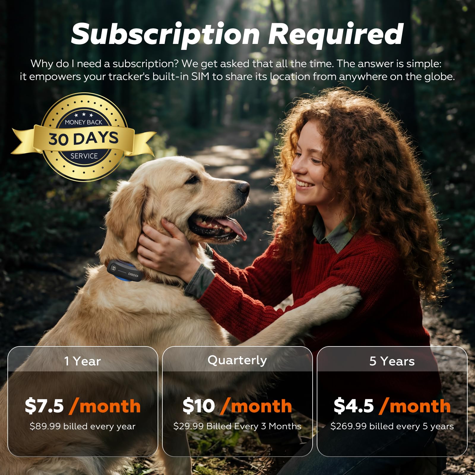 Dog GPS Tracker, Smart Waterproof Tracker with Real-Time Location, Escape Alerts, Activity Monitor, iOS & Android Compatible, for Dogs 40 lbs+ (Black) - image 3