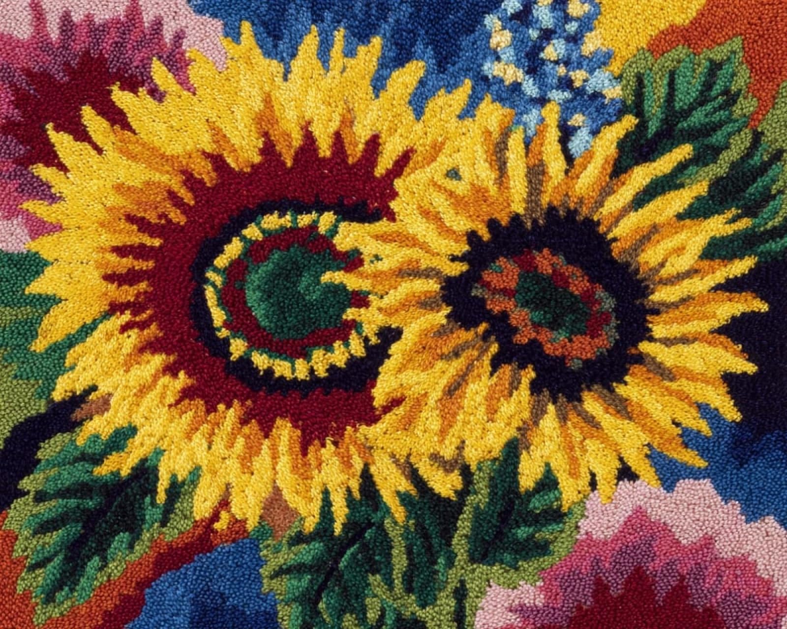 Wallphantom Latch Hook Kits for Adults Rug,Sunflower Flowers,Latch Hook Kits DIY Crochet Handcraft Rug Hooking Kit for Kids and Adults,55x75cm