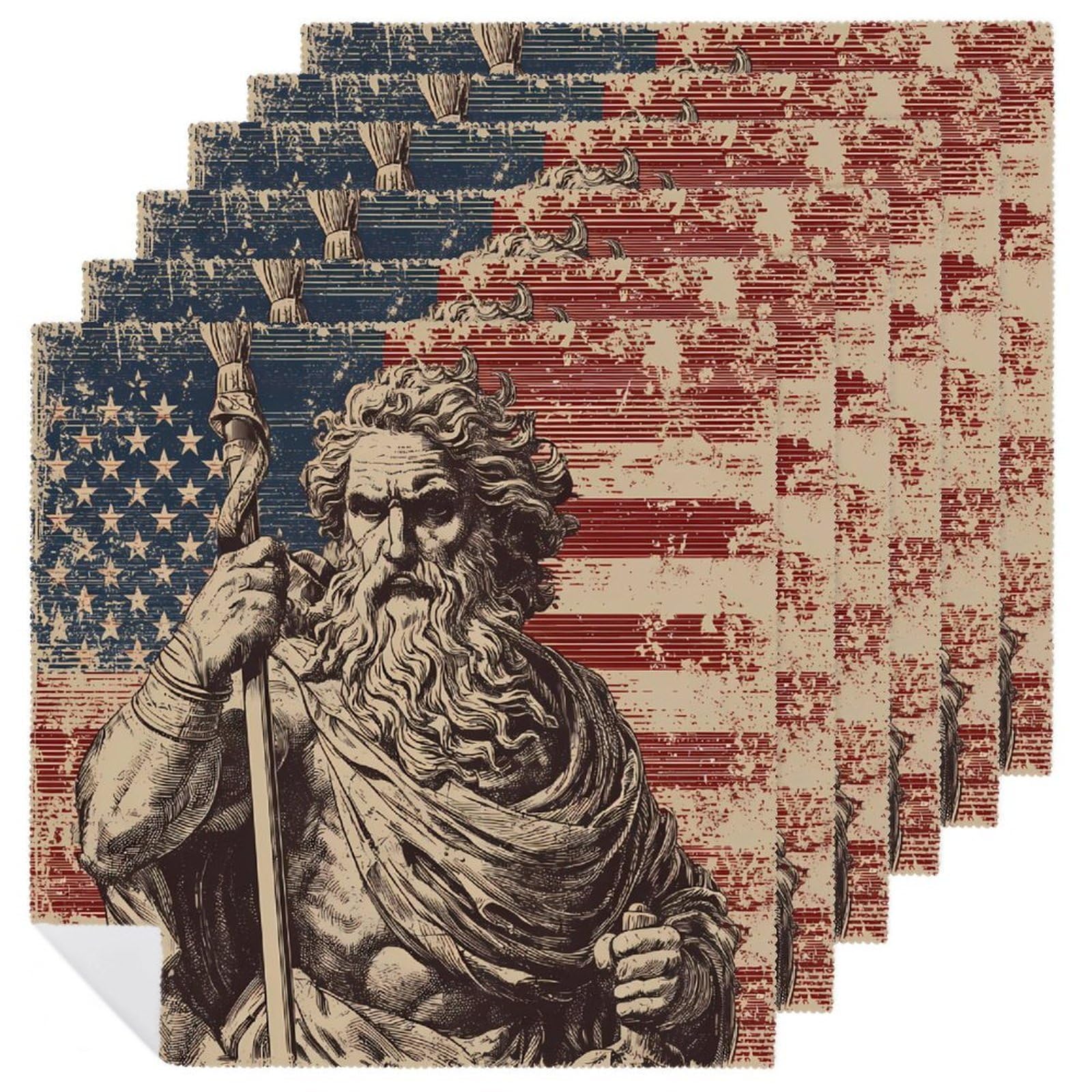 Servilletas de tela reutilizables de alta resistencia con diseño del Dios Zeus estadounidense