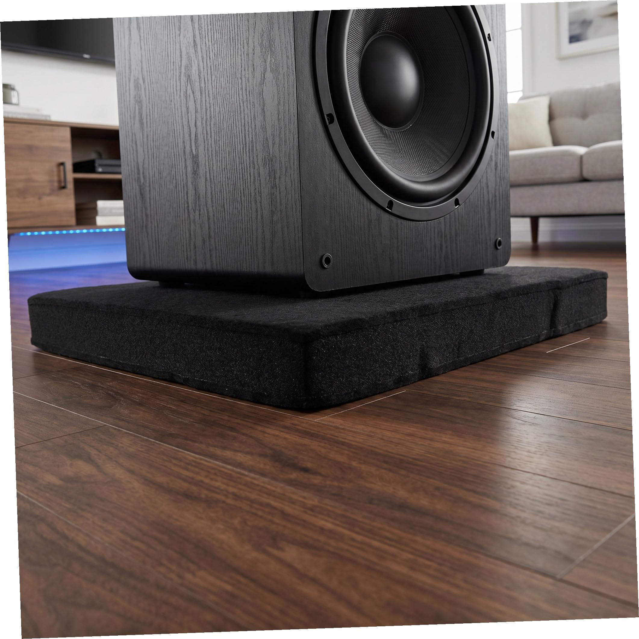 Vaguelly Almohadilla de Aislamiento para Altavoces y Subwoofer 30X40X5,2 CM, Base Antivibración en Poliéster Gris Oscuro, Diseñada para Mejorar la Calidad de Sonido en Habitaciones y Salas