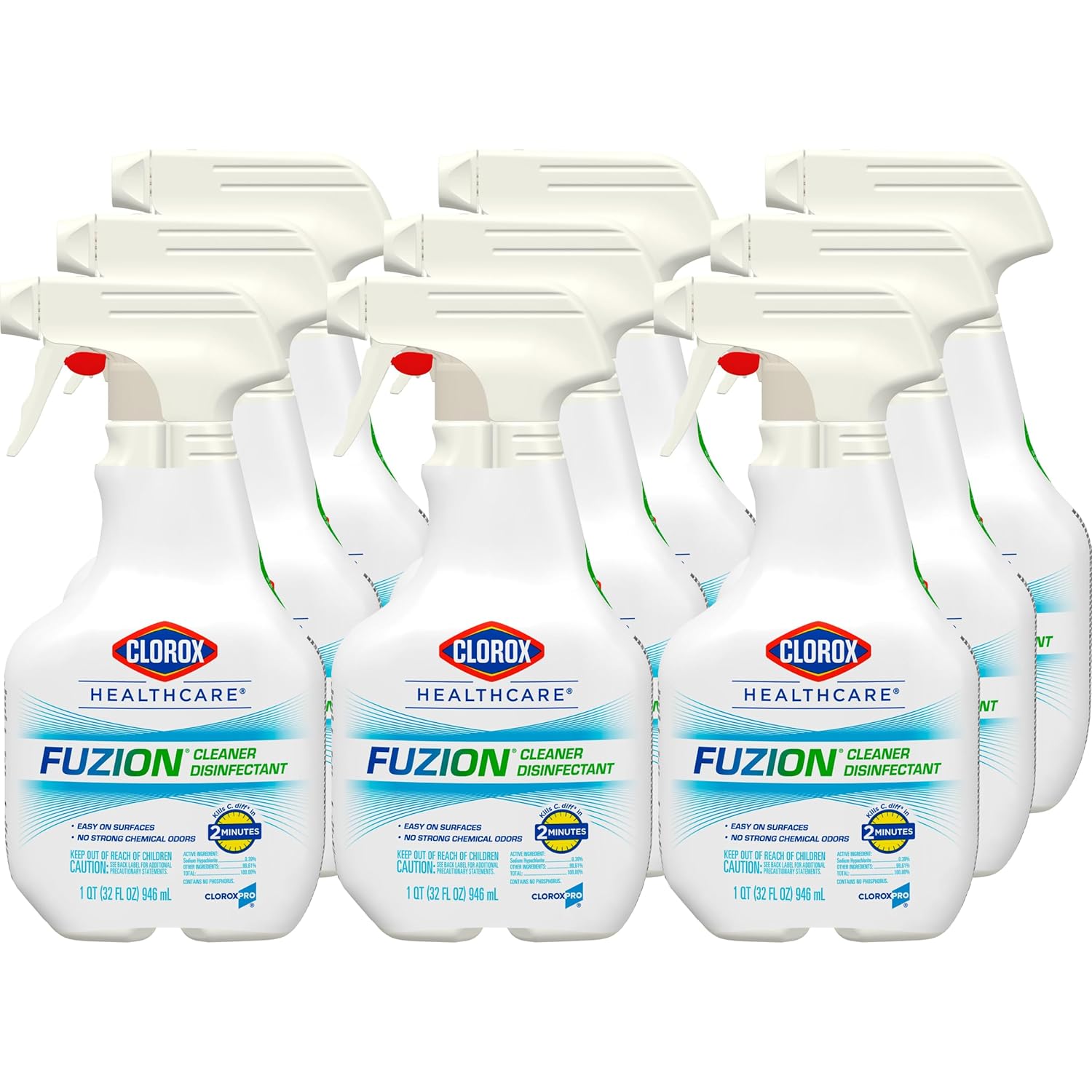 Clorox Healthcare Fuzion Cleaner Disinfectant Spray 32 Fluid Ounces Pack of 9 Package May Vary