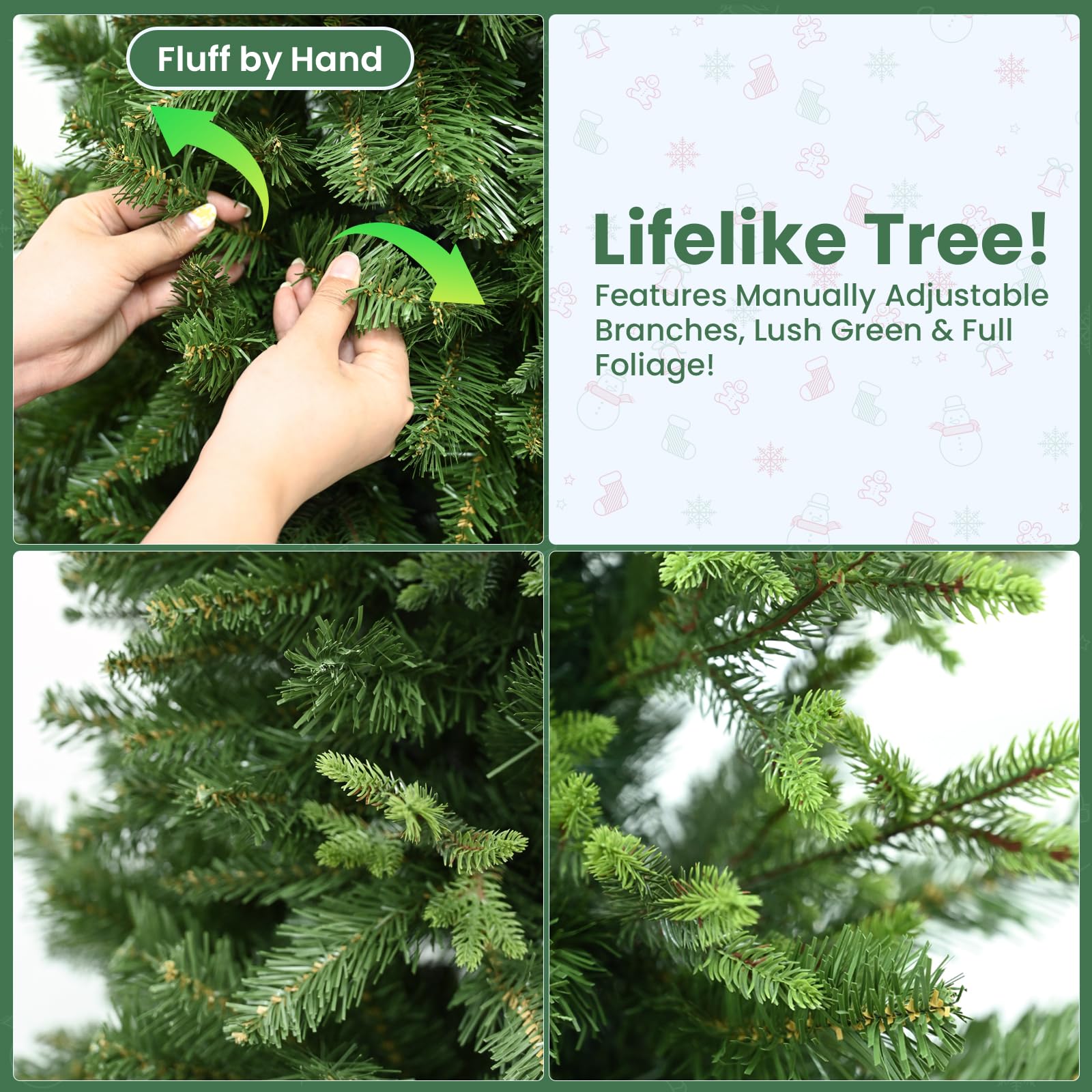 YEAUPE PRO Árbol de Navidad Artificial 165 cm con 800 Puntas, PVC + PE | Base Metálica Resistente Incluyendo una Cinta Decorativa de 9 m | para Interior y Exterior