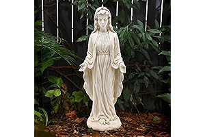 LuxenHome Virgin Mary Outdoor Religious Garden Statue