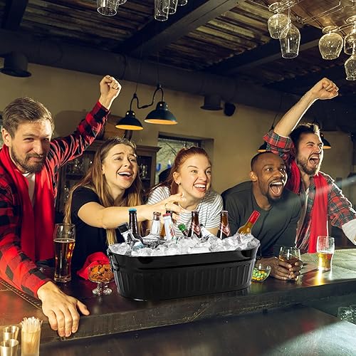 Miniatura 6 de Lallisa 4 cubos de hielo galvanizados de 5.3 galones, bañera de metal galvanizado para bebidas para bebidas, contenedores de metal al aire libre,