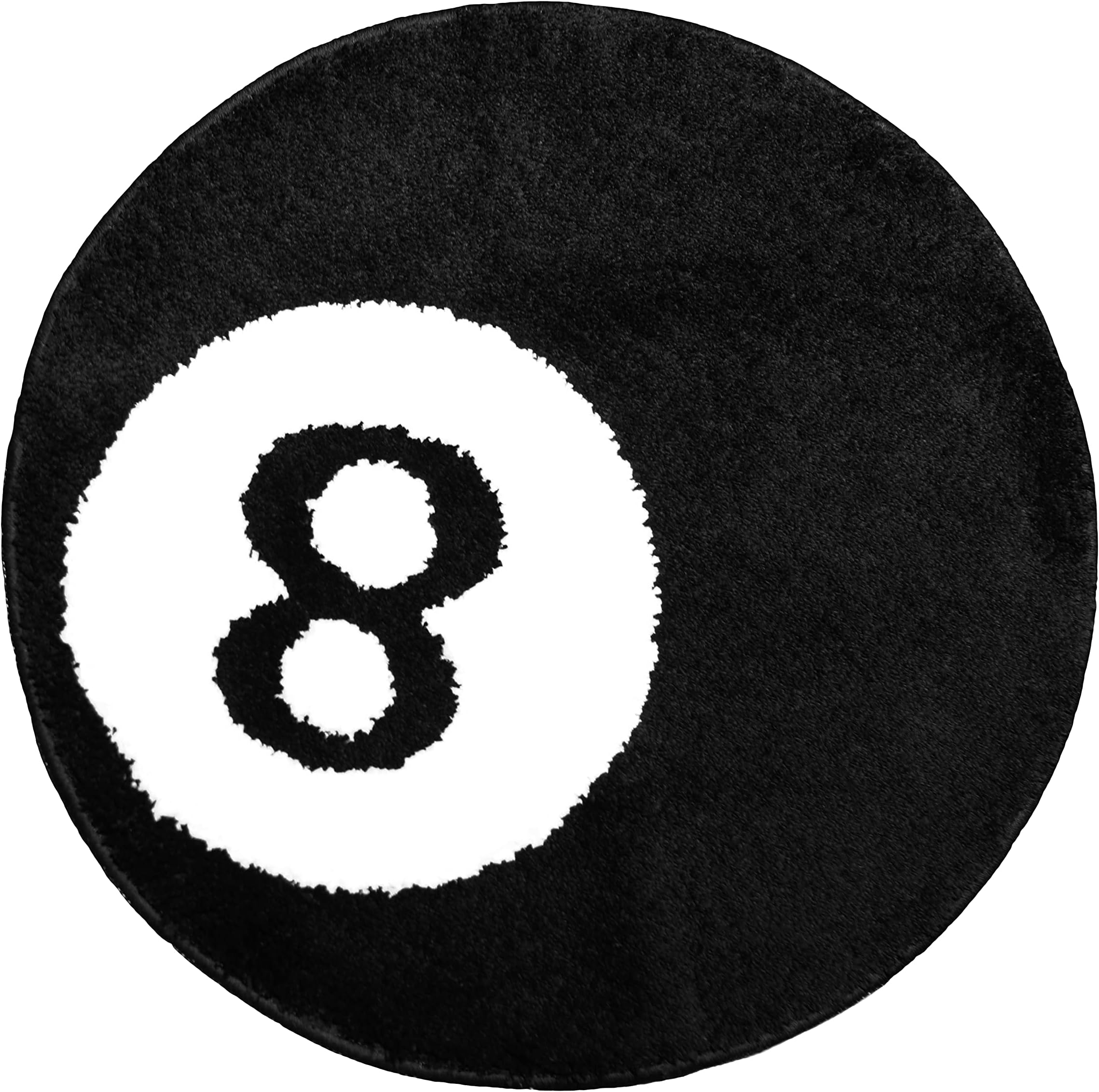 TURKUAZ LABEL 8 Ball Rug - 24 Inch White & Black Hypebeast Rug - Cool and Aesthetic Rugs for Bedroom & Living Room - Y2K Room Decor