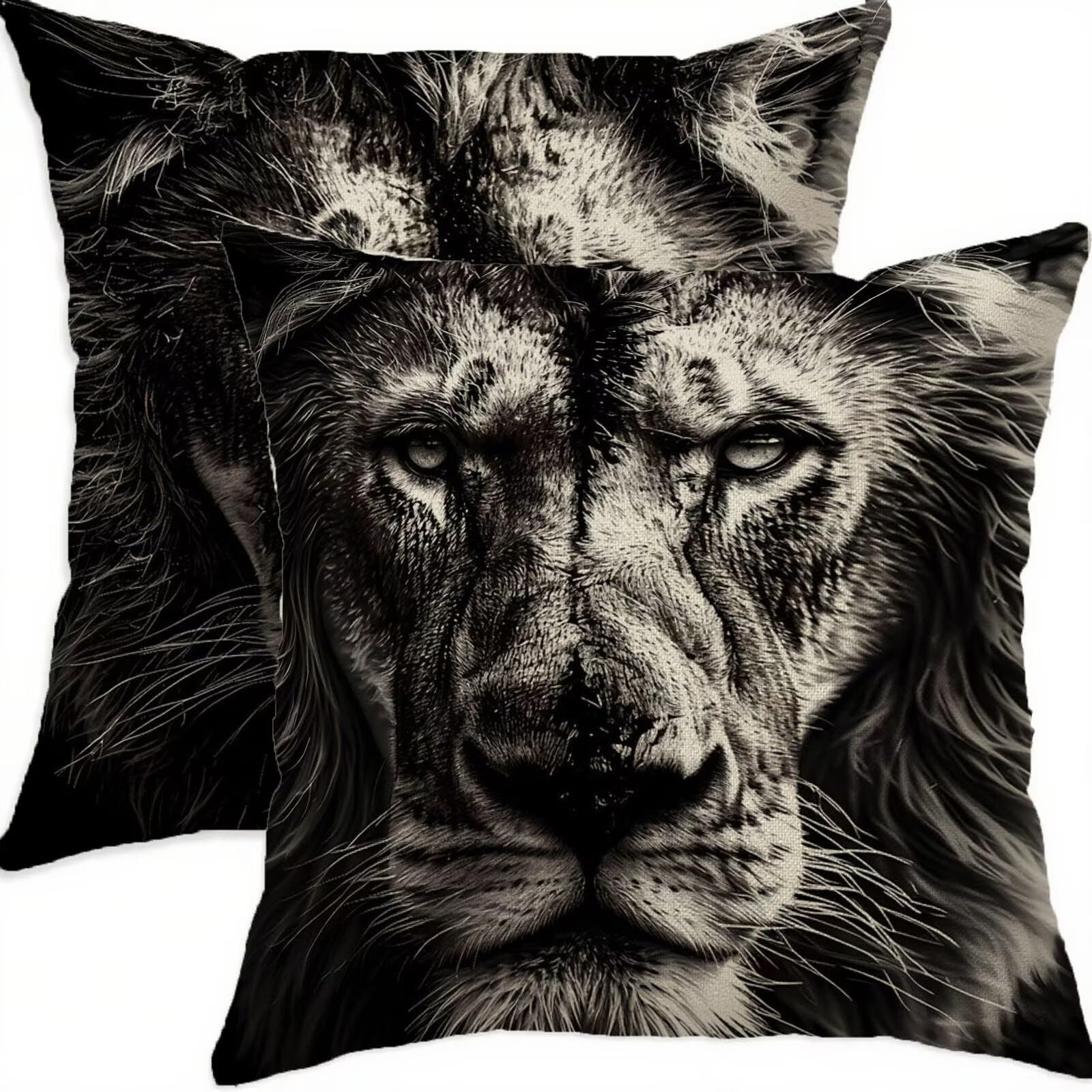 Housse de coussin aspect lin 70x70 gris double face imperméable premium