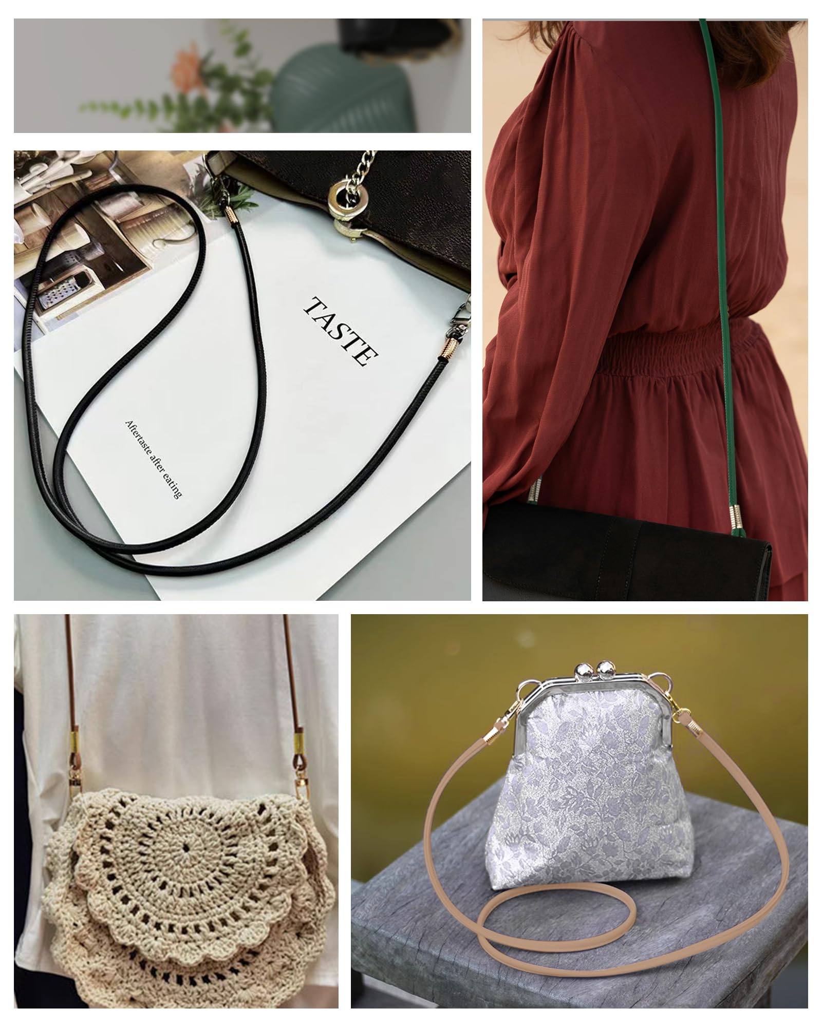 Tracolla Per Borsa Sostitutiva 120 Cm - Pelle PU, Con Clip, Colore Rosso