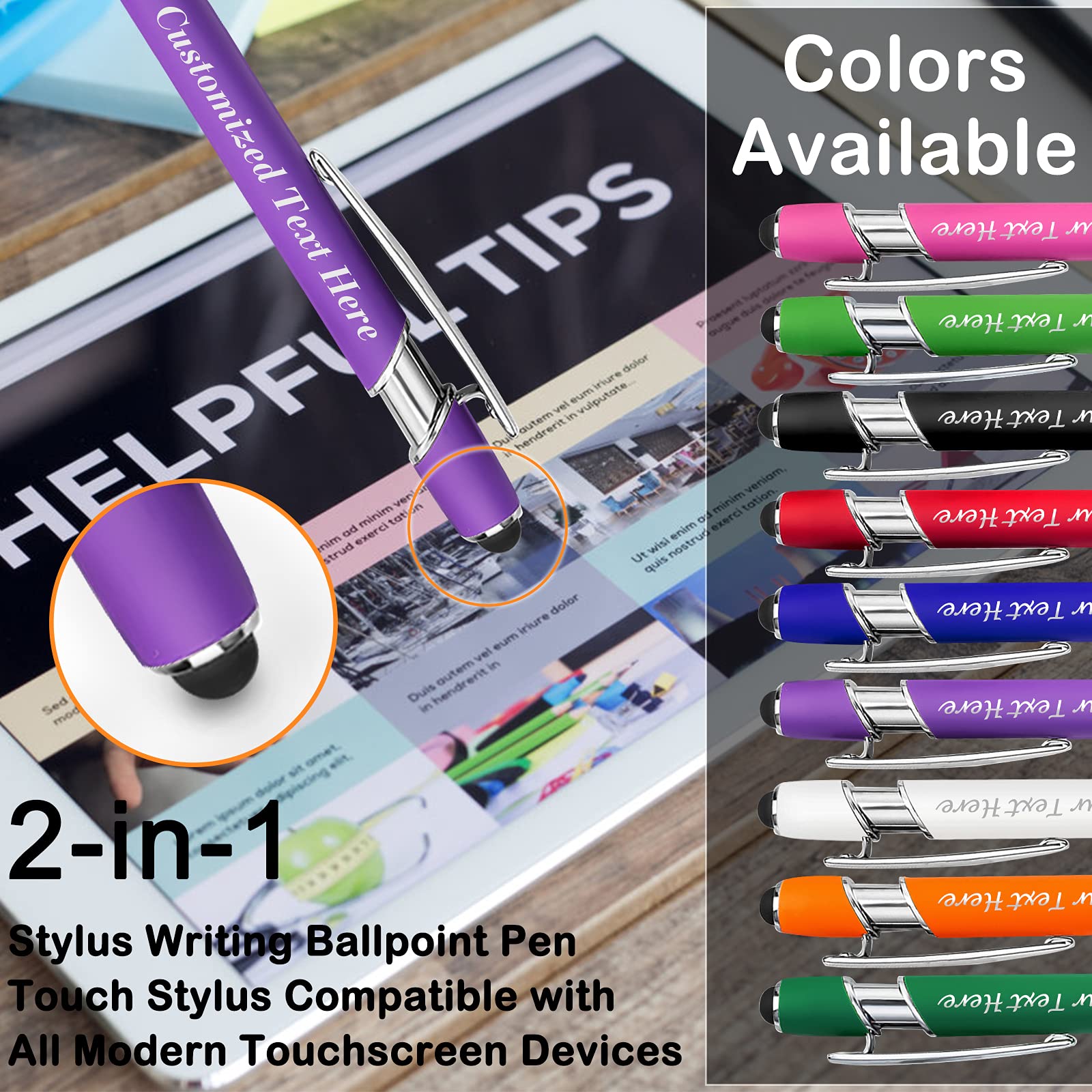 100 Pack Personalised Pens in Bulk with Stylus Tip - Image 3