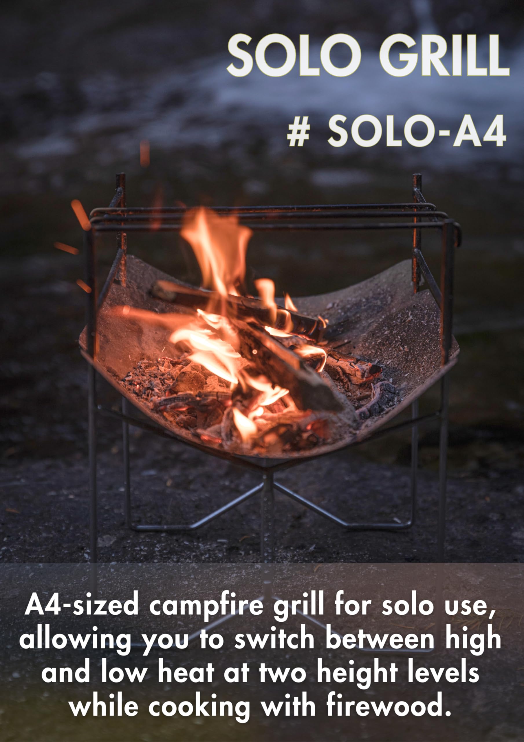 CAMPINGMOON Solo Grill A4 stojak na ognisko ze stali nierdzewnej SOLO-A4