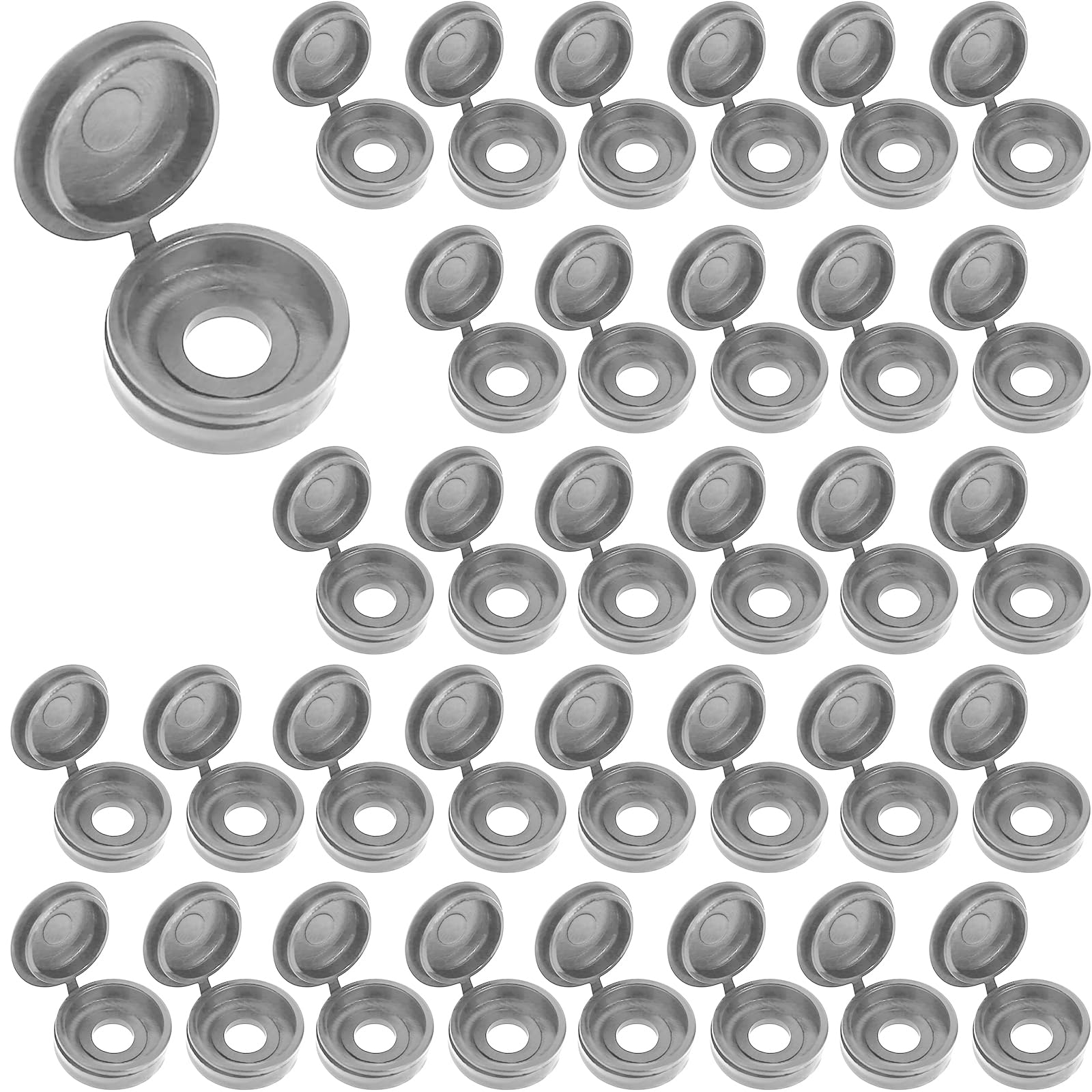 LICQIC 100 PCS Plastic Grey Round Screw Cover Caps, Hinged Screw Caps for M4 - M6 Screws