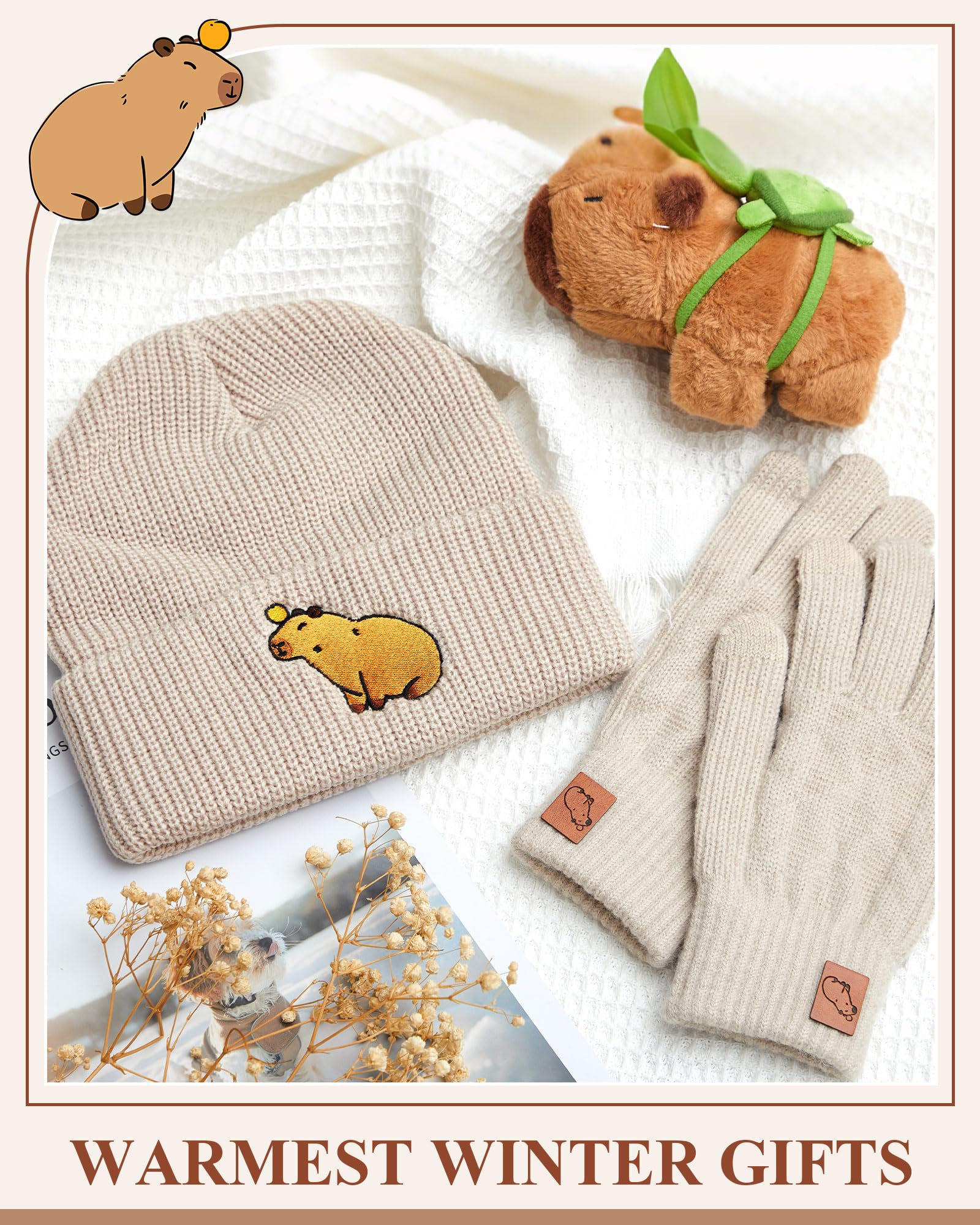 Geyoga Teckel Chien Saucisse Cadeaux Thématiques Ensemble Bonnet et Gants pour Femme Chapeau d'Hiver Chaud et des Gants Chauds pour Propriétaire de Chien Amoureux des Chiens