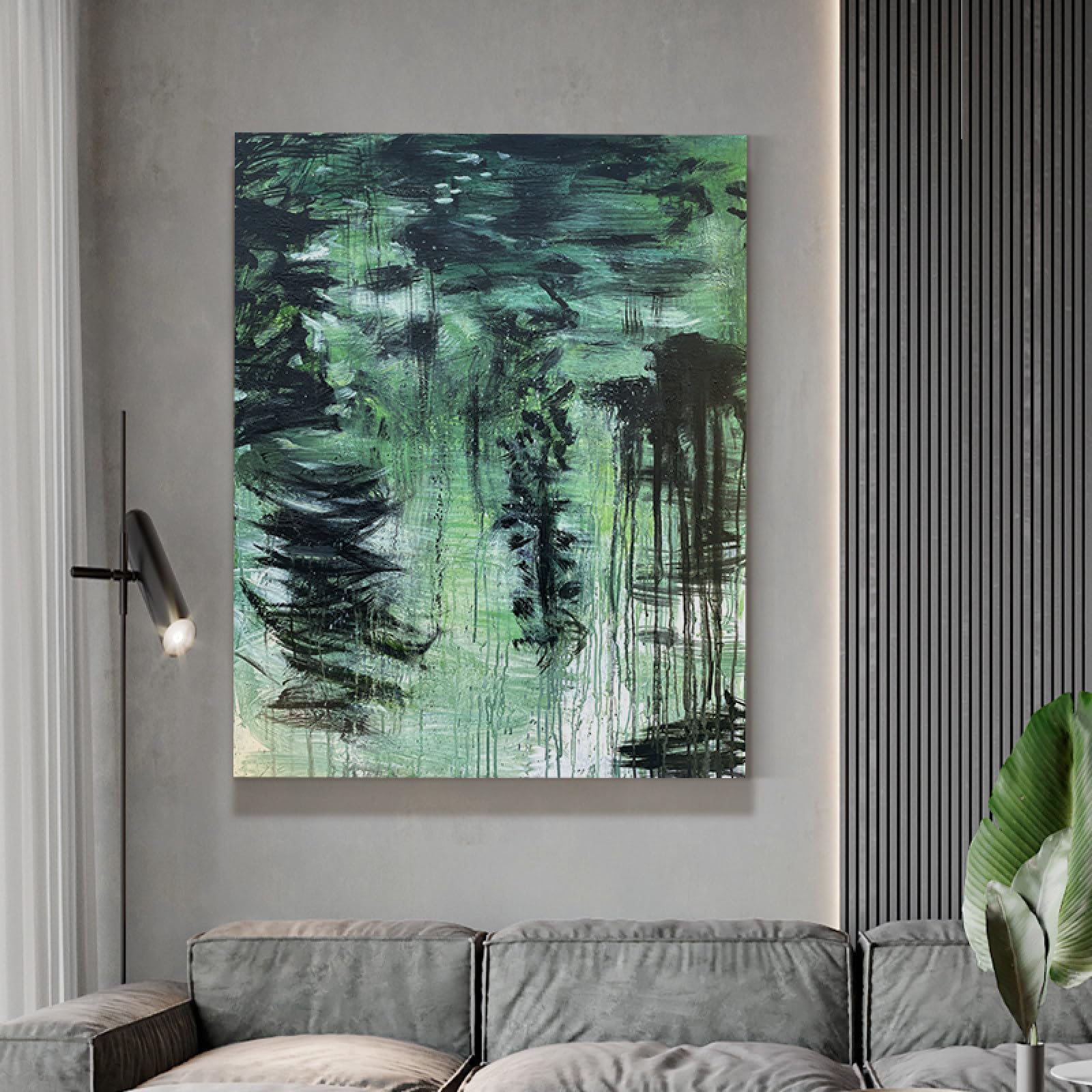 Peinture à l'huile sur toile de grande taille style forestier abstrait