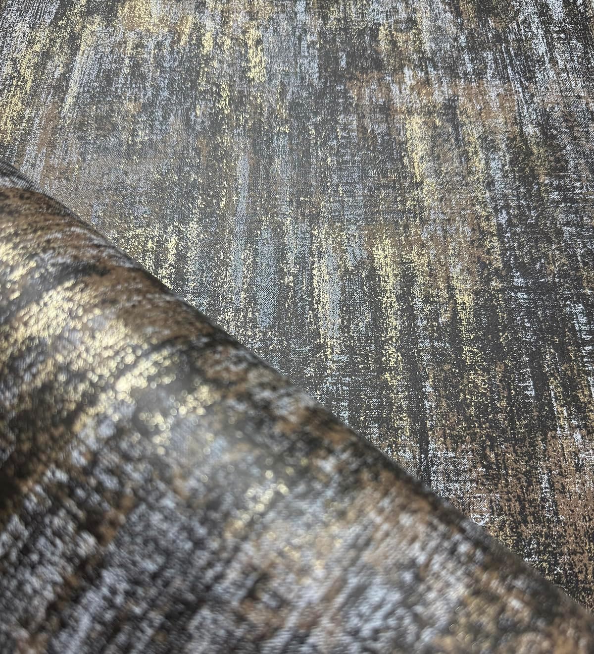 Distressed Wallpaper Industrial Texture Metallic Traditional Wall Paper, 20.8" X 393.0"