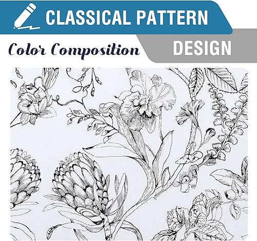 Miniatura 4 de H.VERSAILTEX Cortinas 100% de Opacidad para Sala de Estar Cortinas Opacas Florales de Camelia de 63 Pulgadas de Largo que Bloquean la Luz Cortinas