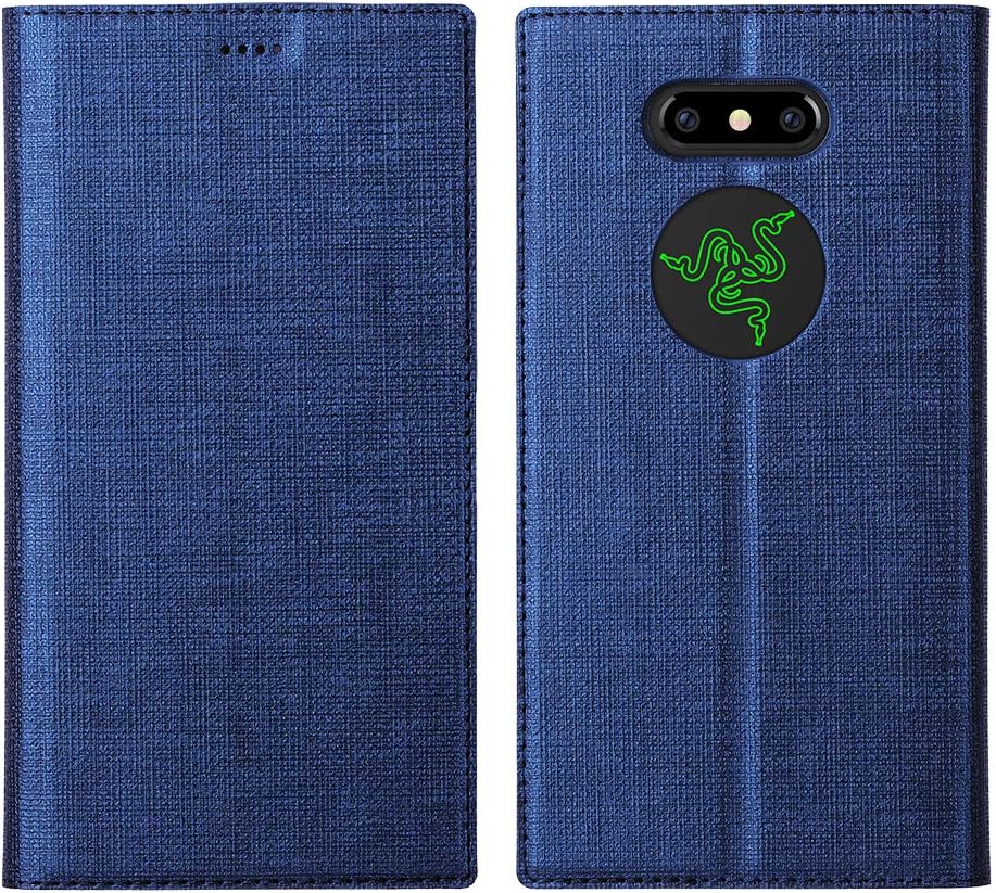 Razer Phone 2 Case, PU Leather Flip Folio Cover Stand Credit ID Card Holders Slots Magnetic Slim Thin Bumper Shockproof Anti-Scratch Protective Razer Phone 2 Case Shin Shell 2018 Feitenn - Blue