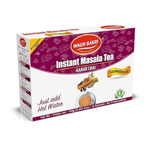 Wagh Bakri Té Masala Instantáneo, Sin Azúcar Añadida, Karak Chai - 140 gramos, 10 Sobres [Paquete Internacional]