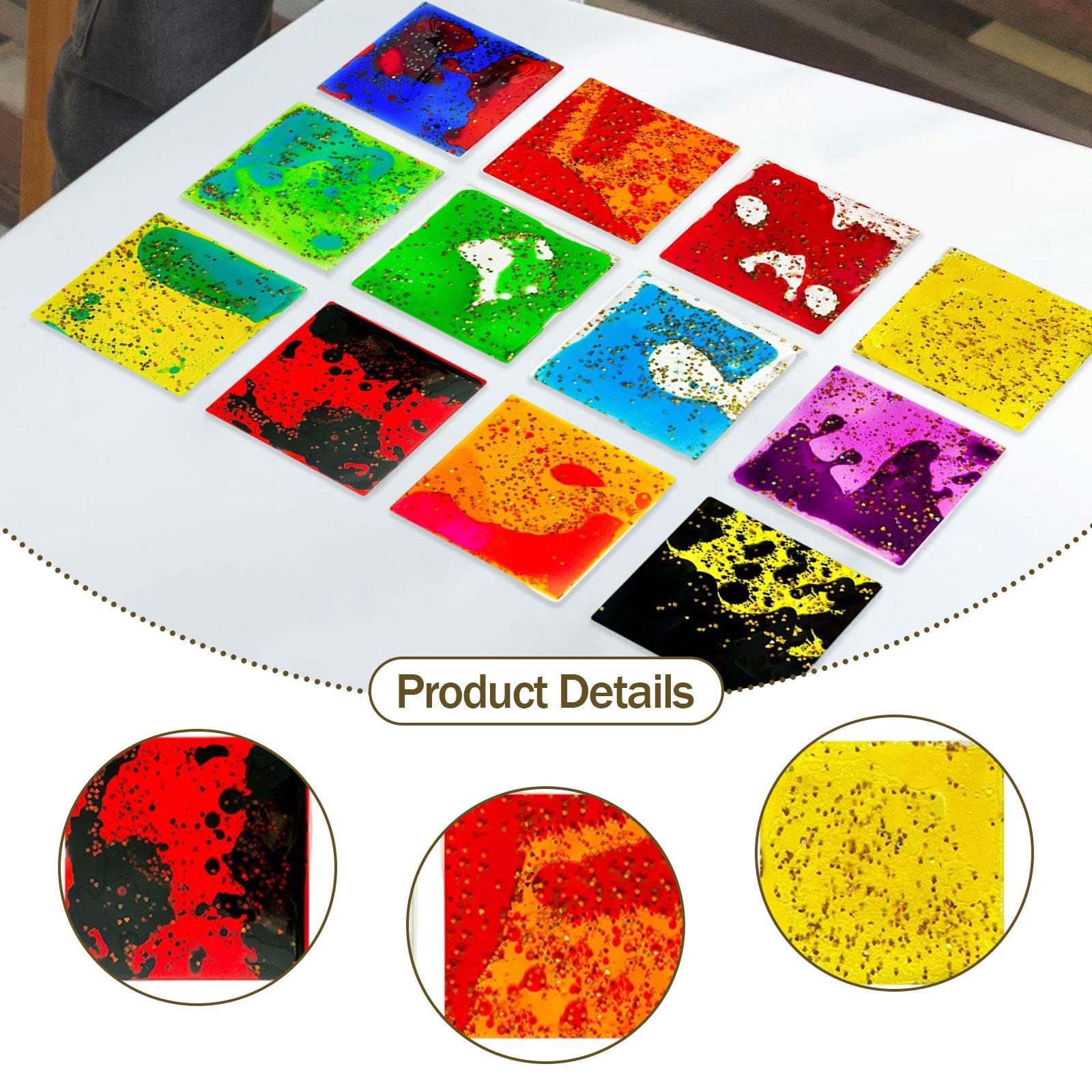 perfeclan 12 Stücke sensorisches weiches Gel flüssiges Spielzeug, Flüssigbewegungsspielzeug, Osterkorb Stuff, tragbares beruhigendes Spielzeug für Kinder, Quadrat