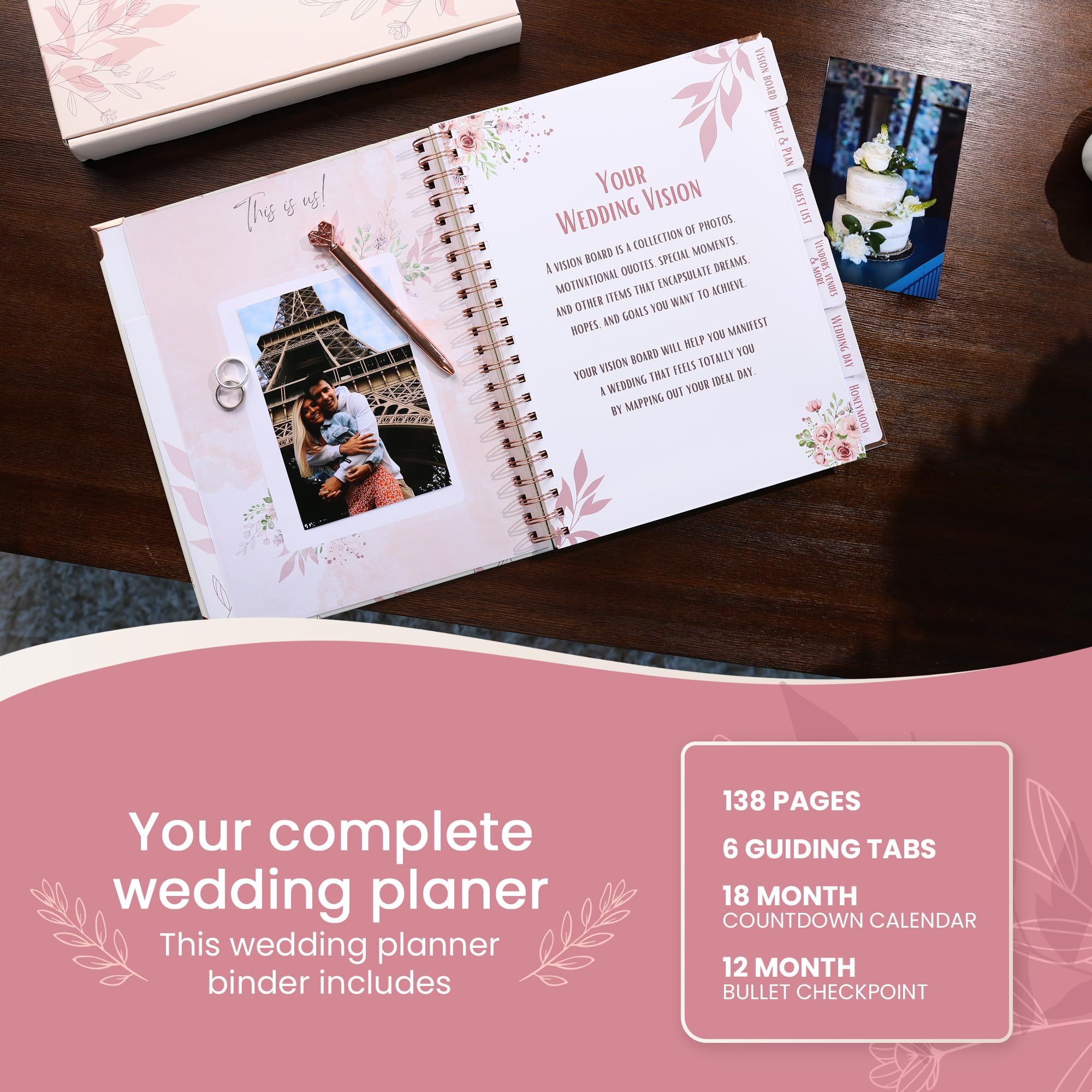 Hochzeitsplaner für Braut - Hochzeitsplanungsbuch und Organizer, Verlobungsgeschenke für Paare, The Knot Wedding Book Planner, Wedding Binder with Dog Bandana, Wedding Journal Notebook
