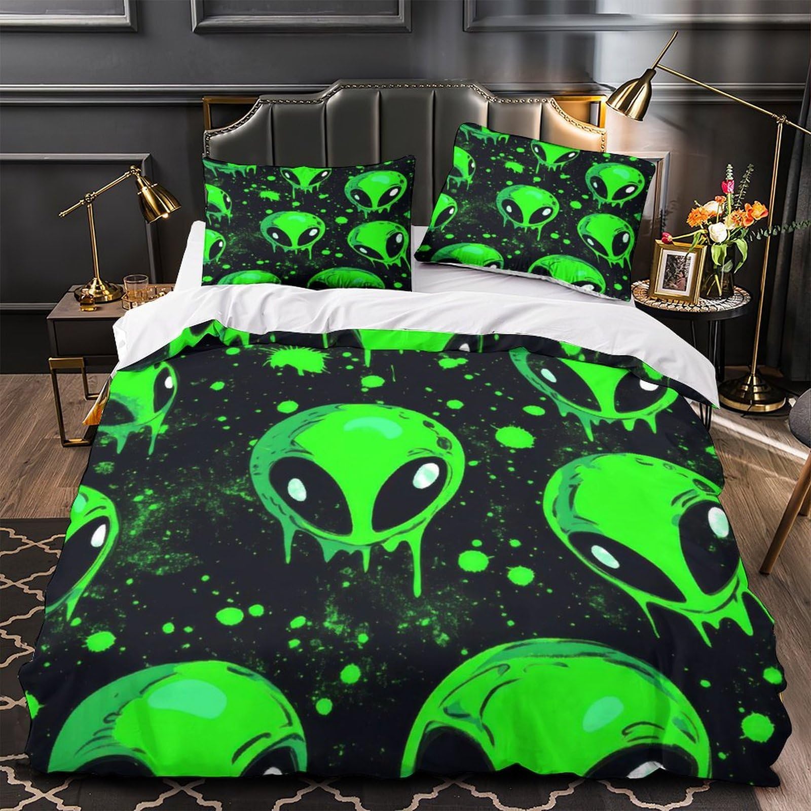 GreenAlienArt Duvet Cover 3D Print Durable 3 Pcs Bed Linen Hidden Zipper StylizedPopCultureDesign Comforter Cover Premium All Season for Kids Adults Women Teens Youth Girls Single（140x200cm）