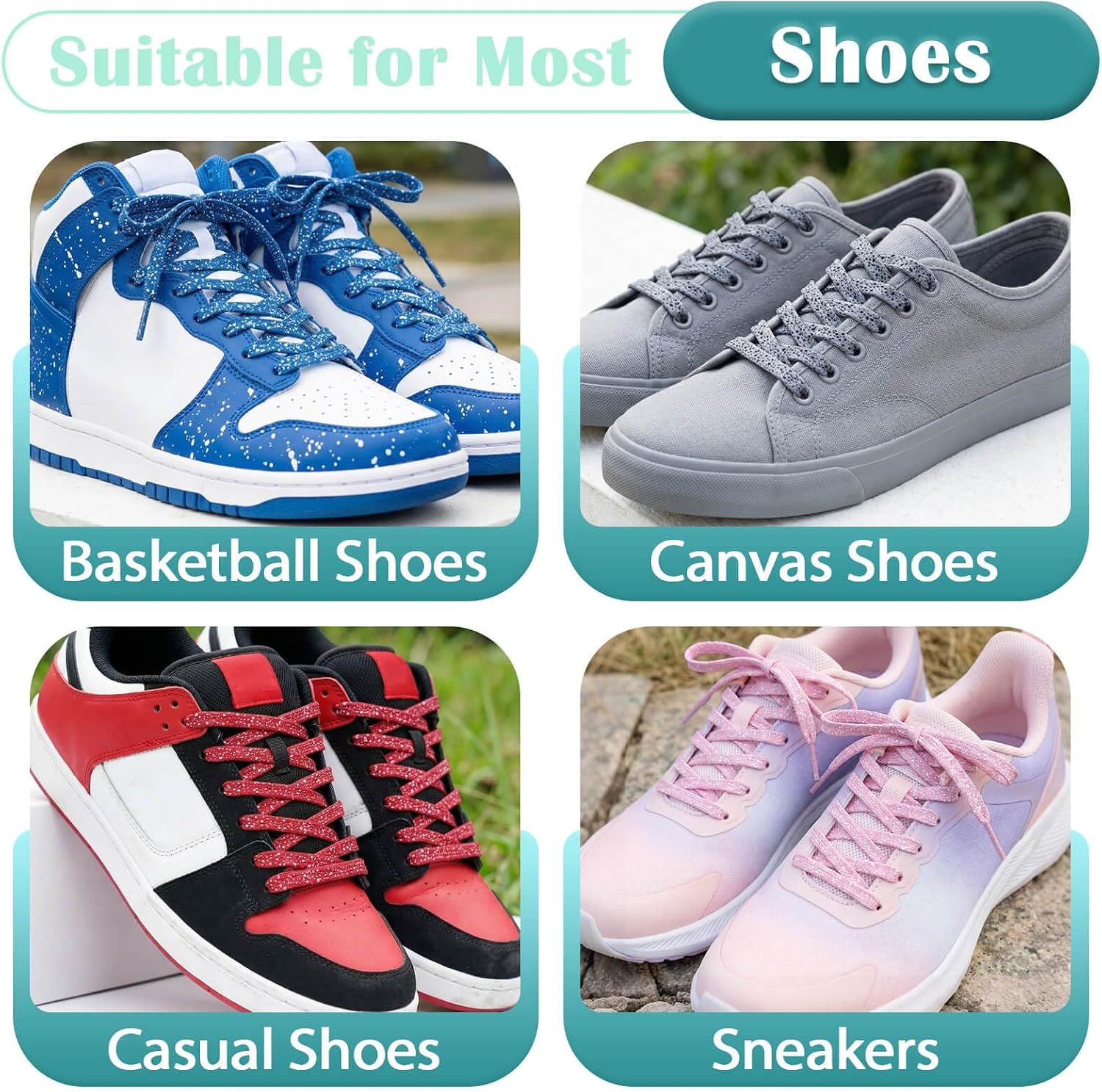 DELELE Print Flat Shoelaces for Sneakers: Cement Athletic Shoe Laces 2 Pair