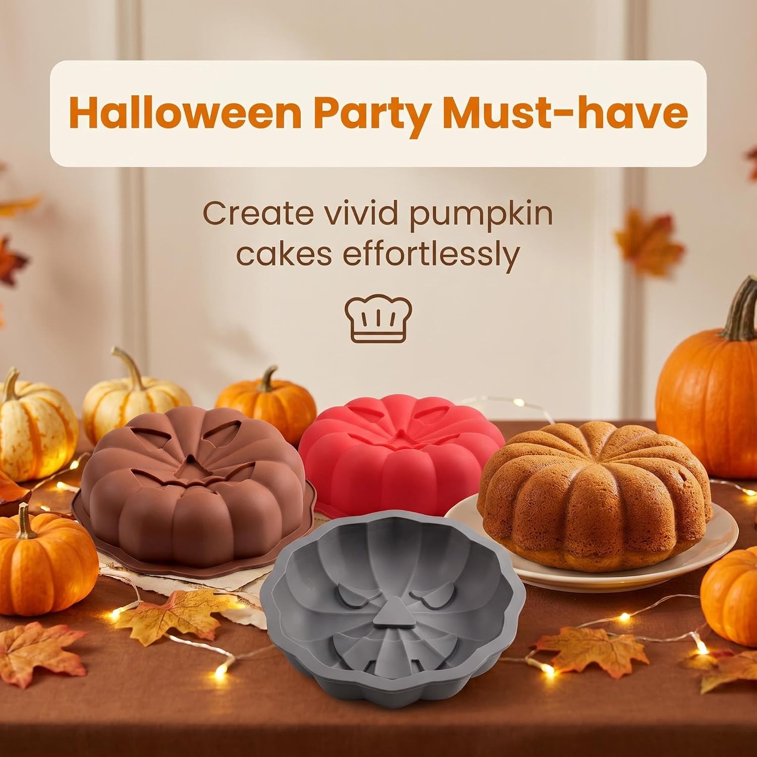 3 Pack Silicone Bundt Cake Pan Set, 8.3 Inch Nonstick Silicone Cake Mold for Baking, Flexible Baking Mold for Cake, Bread, Brownie, Cheesecake, Jelly and Chocolate, Gray Red Coffee