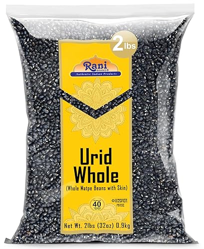Rani UridUrad Whole Black (frijoles mate con piel), lentejas indias de 32 onzas (2 libras) 32.03 oz  Todo natural, apto para gluten, sin OMG,