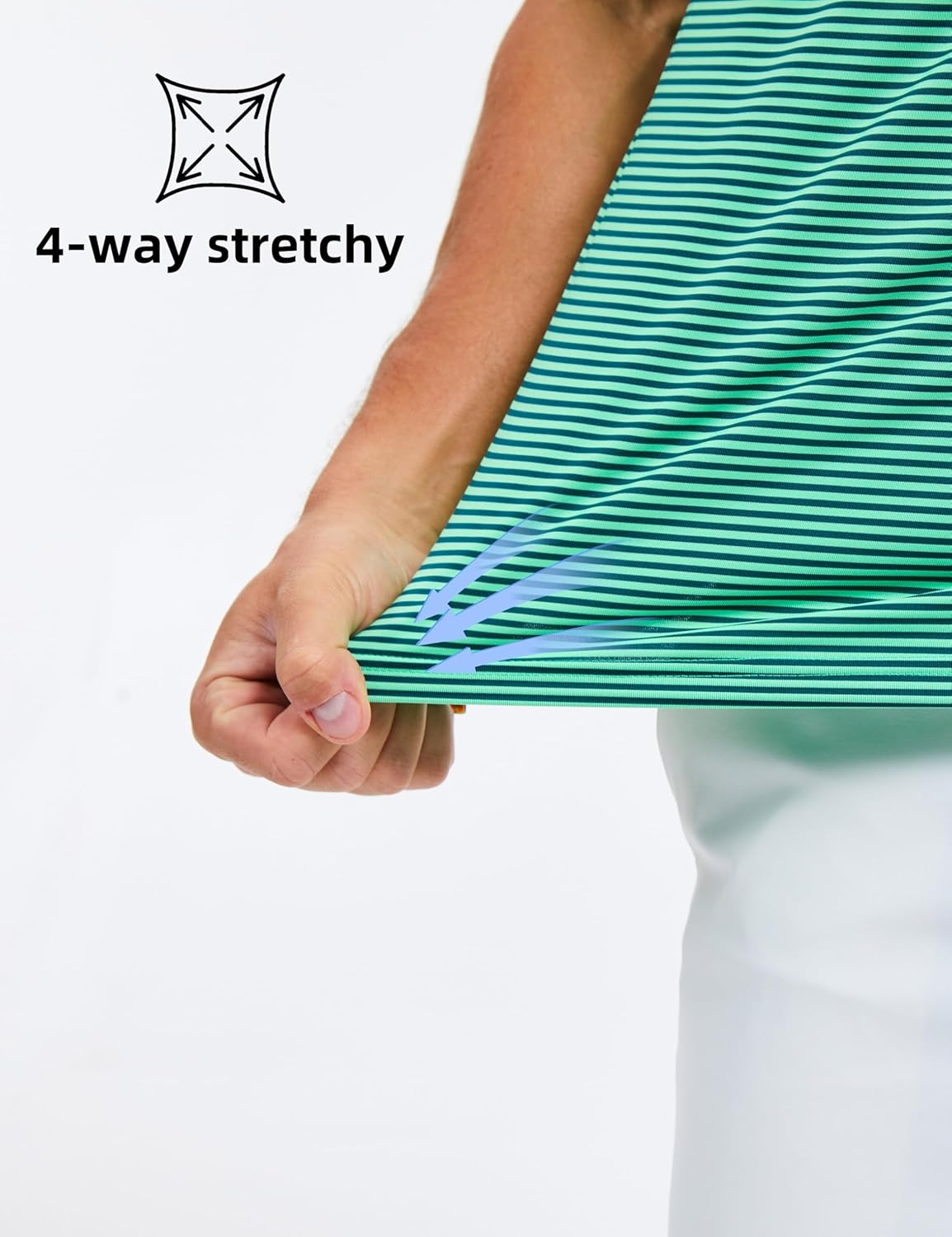 MAGCOMSEN Men's Polo Shirts Short Sleeve Striped Golf Summer Polos Dry Fit Performance Casual Collared Shirt Green S - Image 5