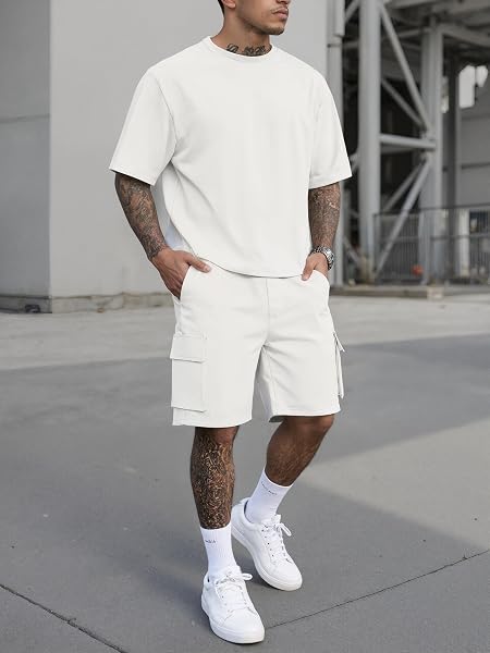 Tuta da uomo 2 pezzi stampa foglie tropicali manica corta bottone camicia e pantaloncini set - 3